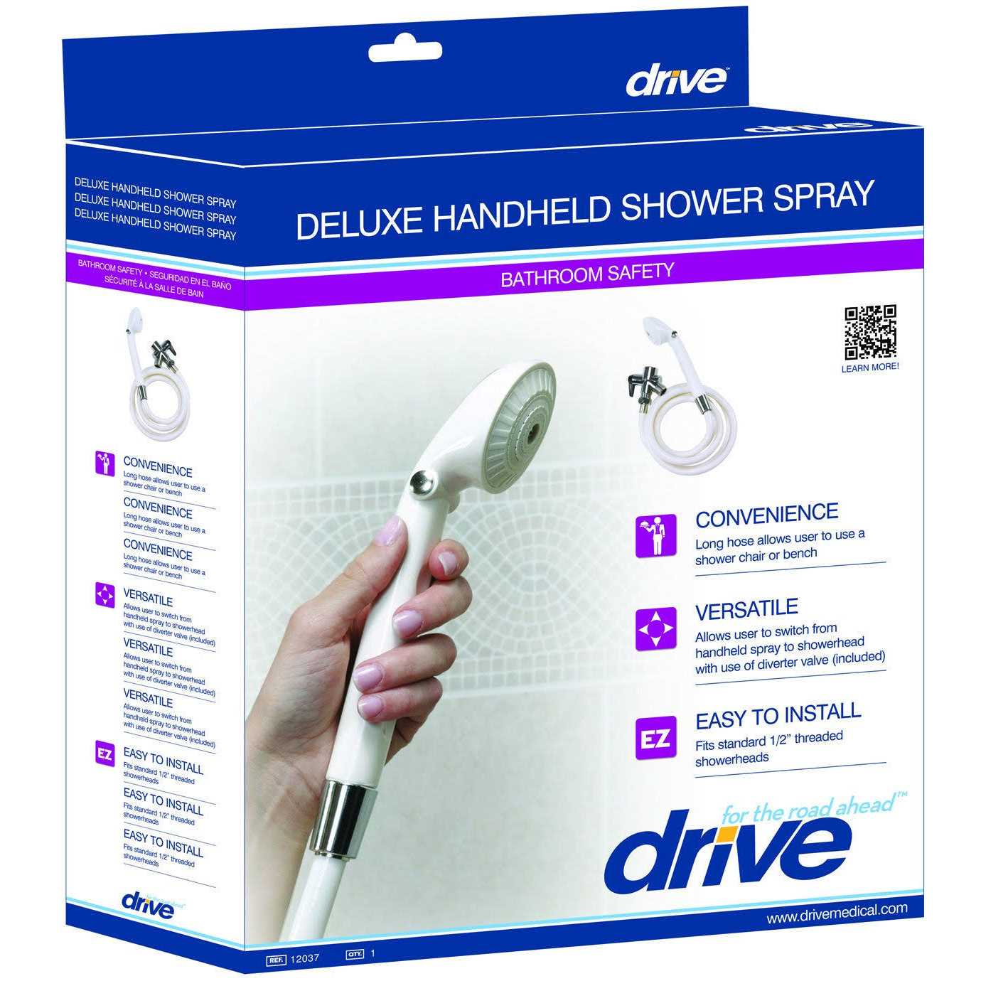 Drive Medical Handheld Shower Head Spray with Diverter Valve - MT - Mrs Treak