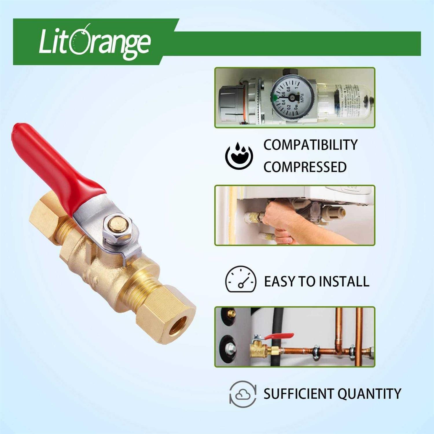 Litorange Lead-Free Brass Mini Ball Valve Shut Off Switch 1/4 x 1/4 - MT - Mrs Treak