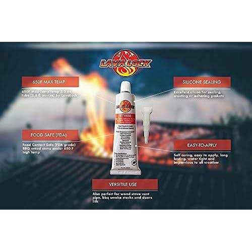 Lavalock Black Food Safe BBQ Adhesive 3 Grill Smoker High Temp RTV Silicon - MT - Mrs Treak