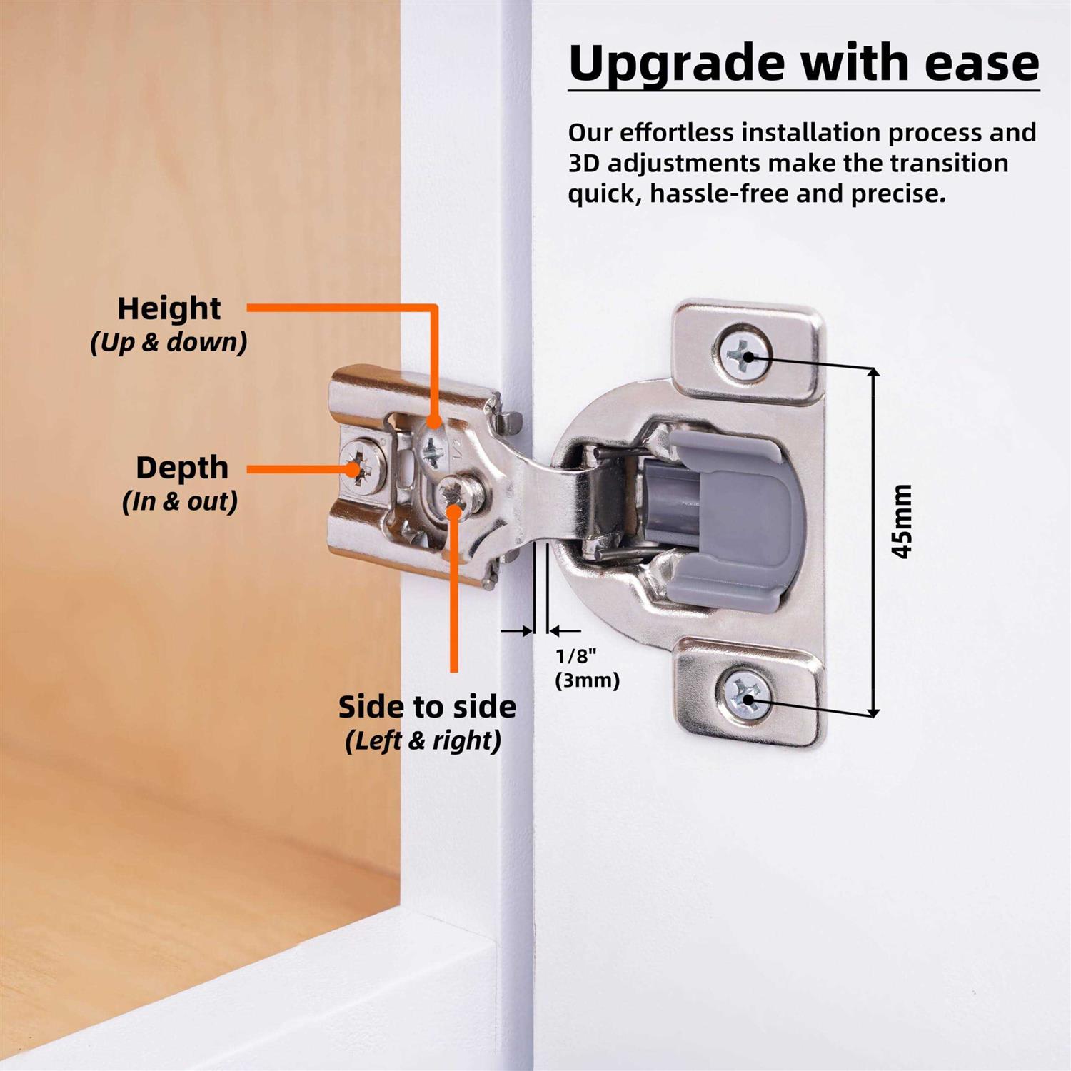DecoBasics Overlay Soft Close Cabinet Hinges for Kitchen Cabinets -Satin Nickel Self Closing Kitchen - MT - Mrs Treak