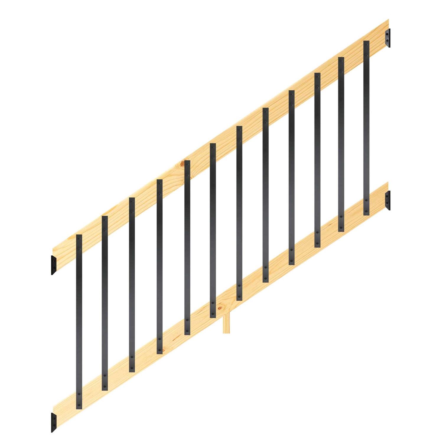 ProWood 6 ft Wood Railing Kit with Flat Aluminum Balusters - MT - Mrs Treak