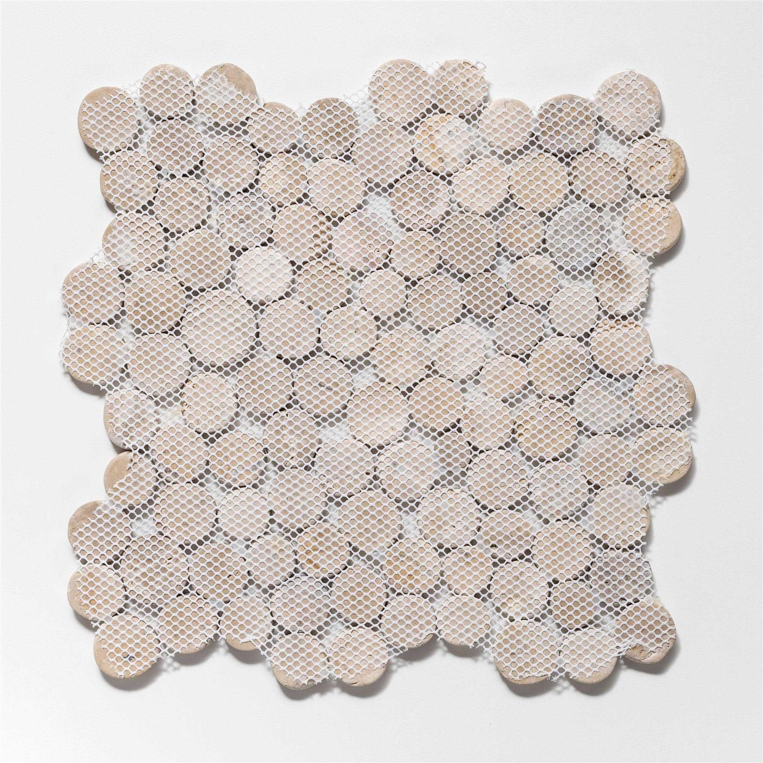 Tile Connection Stone Penny Rounds 11-1/2 in. x 11-1/2 in. Honed Marble Mesh-Mounted Mosaic Tile - MT - Mrs Treak