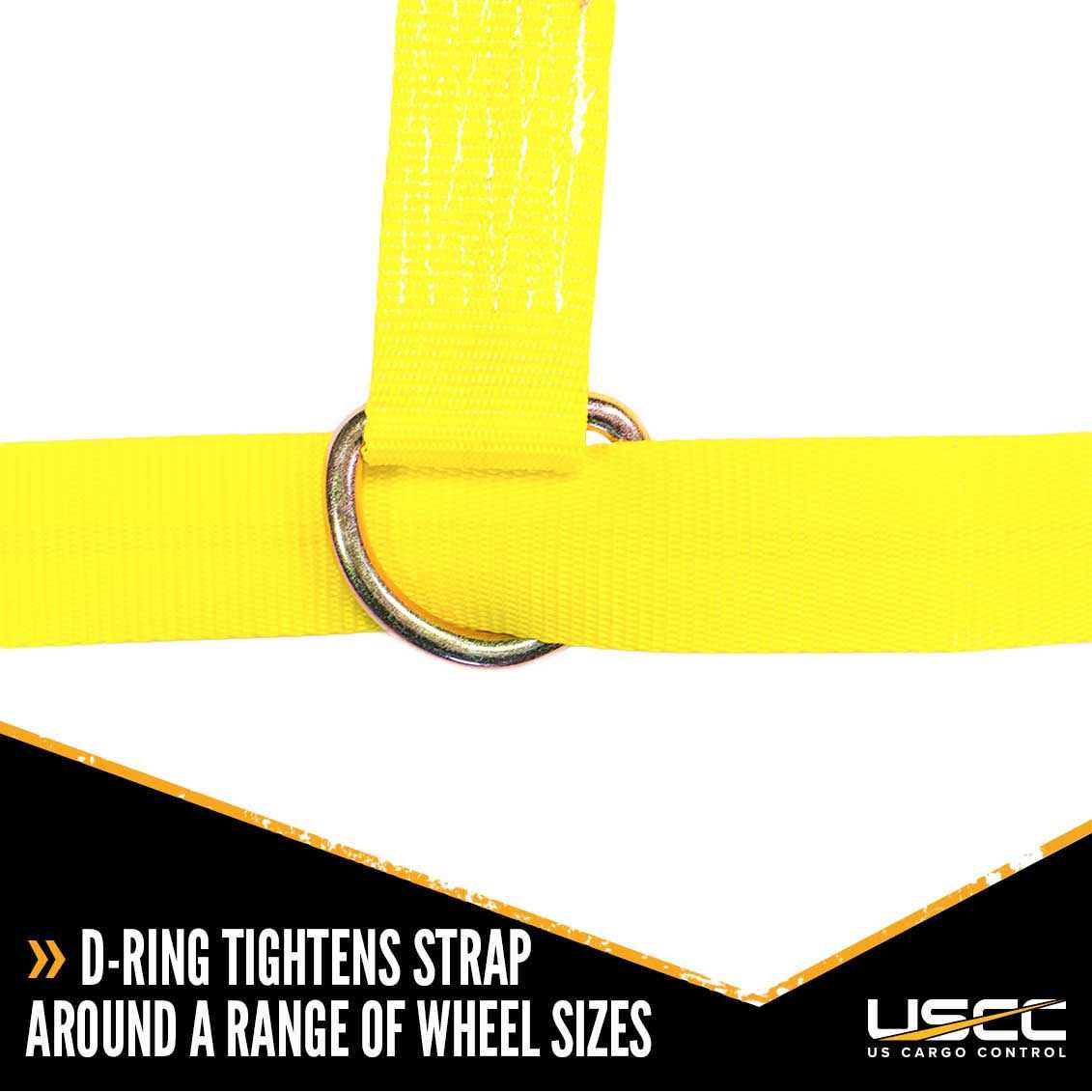 US Cargo Control Yellow Adjustable Tow Dolly Strap with 4 Top Strap and Twisted Snap - MT - Mrs Treak