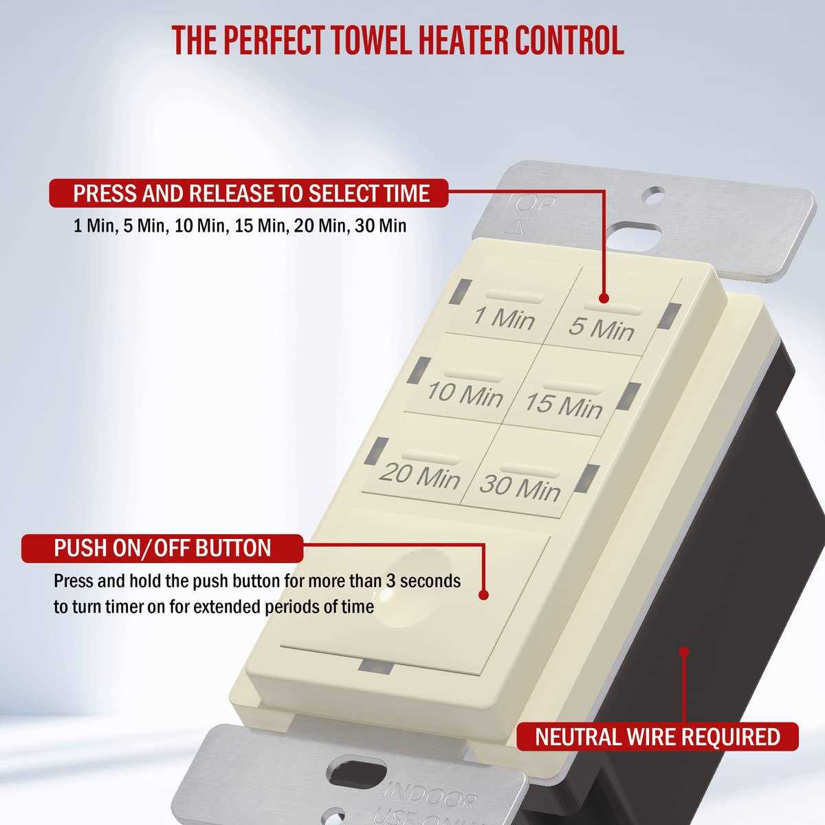 Enerlites Countdown Timer Switch 5-10-30-60 Min Hour For Bathroom Fans - MT - Mrs Treak