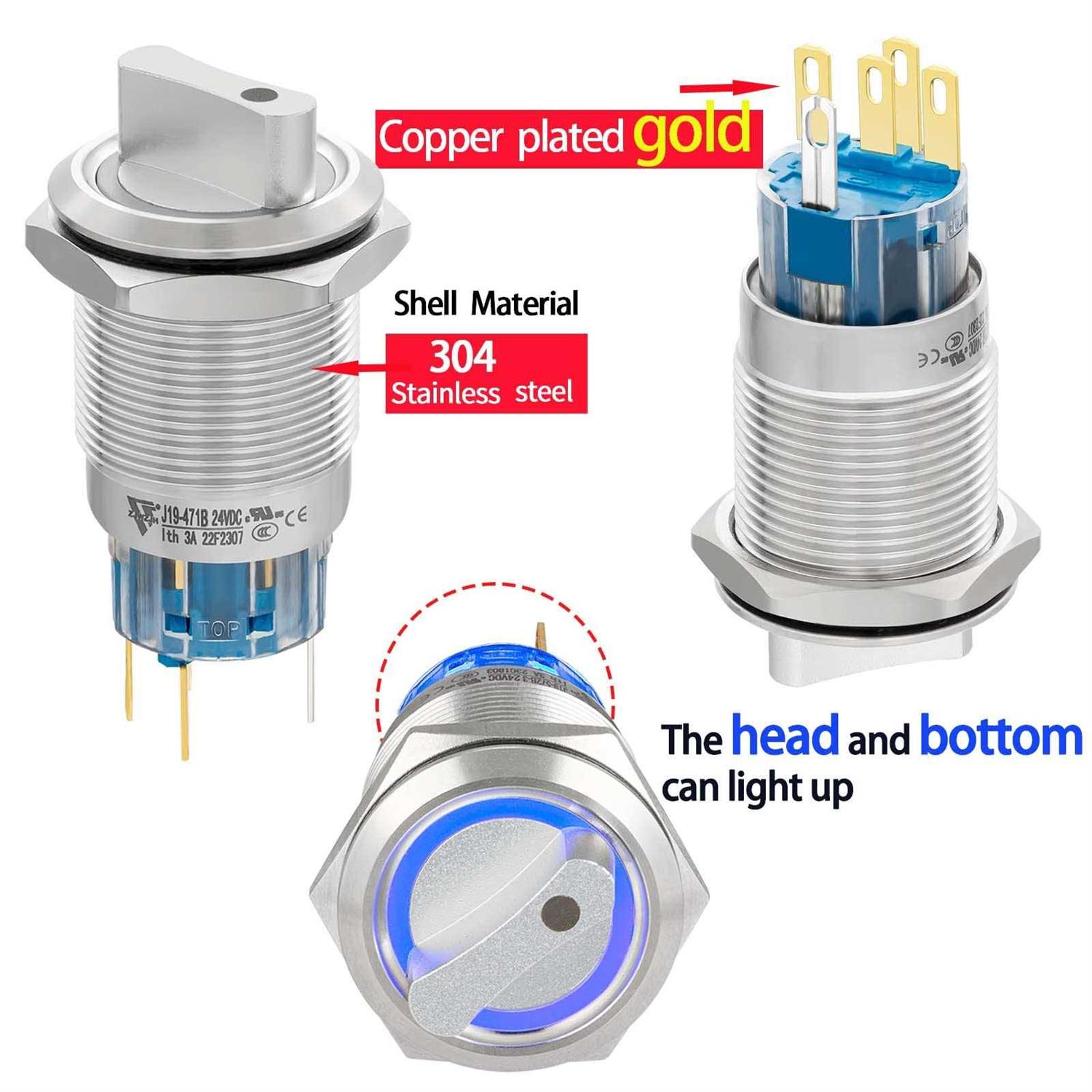 ZJWZJH Rotary Switch 19mm Positions LED Light - MT - Mrs Treak