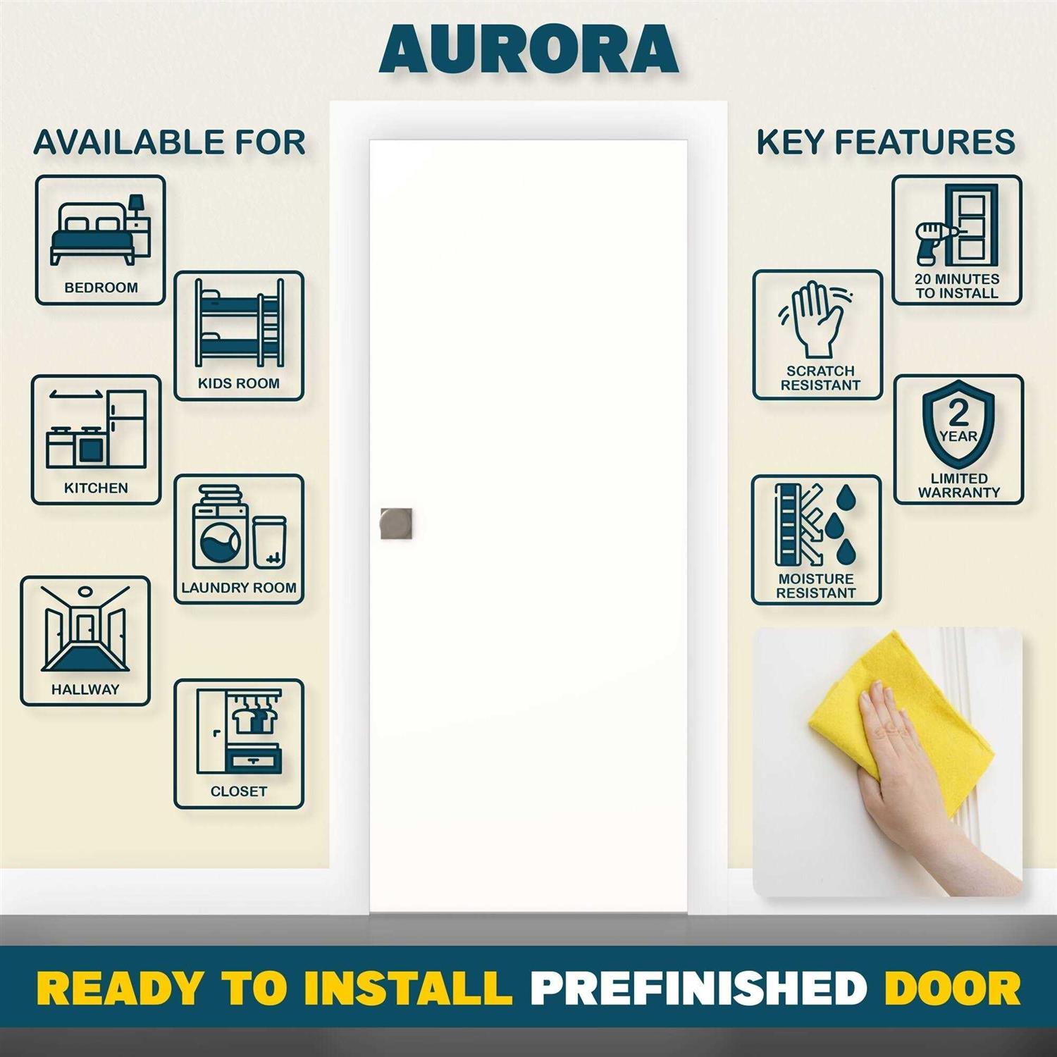 Villar Home Designs Prefinished Aurora White Flush Wood Door Slab 80 - MT - Mrs Treak