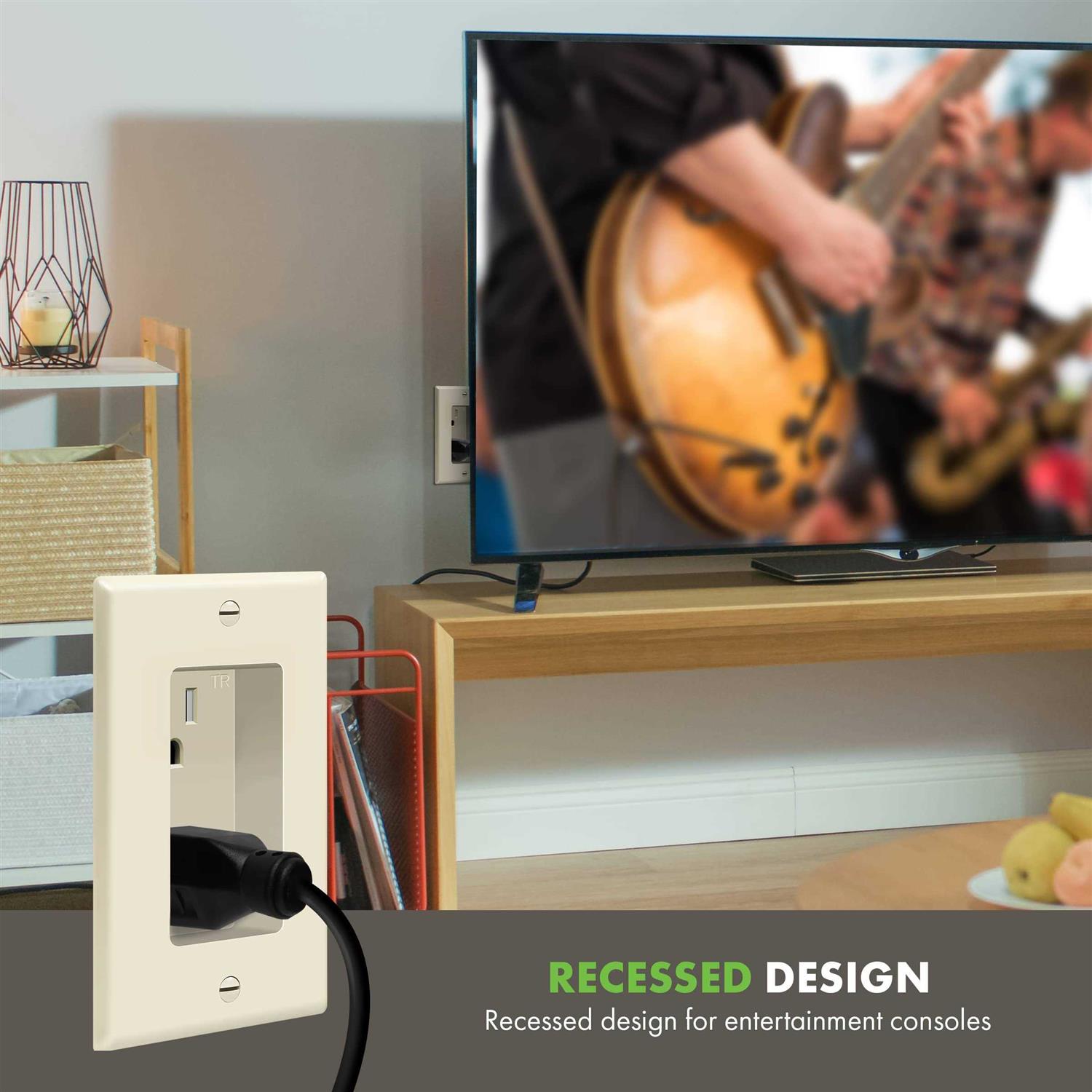 Topgreener Recessed Duplex Receptacle Outlet Flush Mounted Tamper-Resistant - MT - Mrs Treak