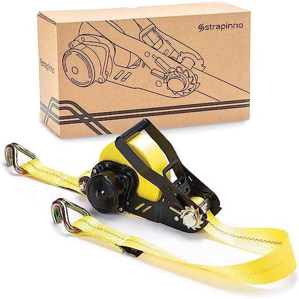 Strapinno Retractable Ratchet Tie-Down Strap Heavy-Duty Strap with Double J Hooks - MT - Mrs Treak