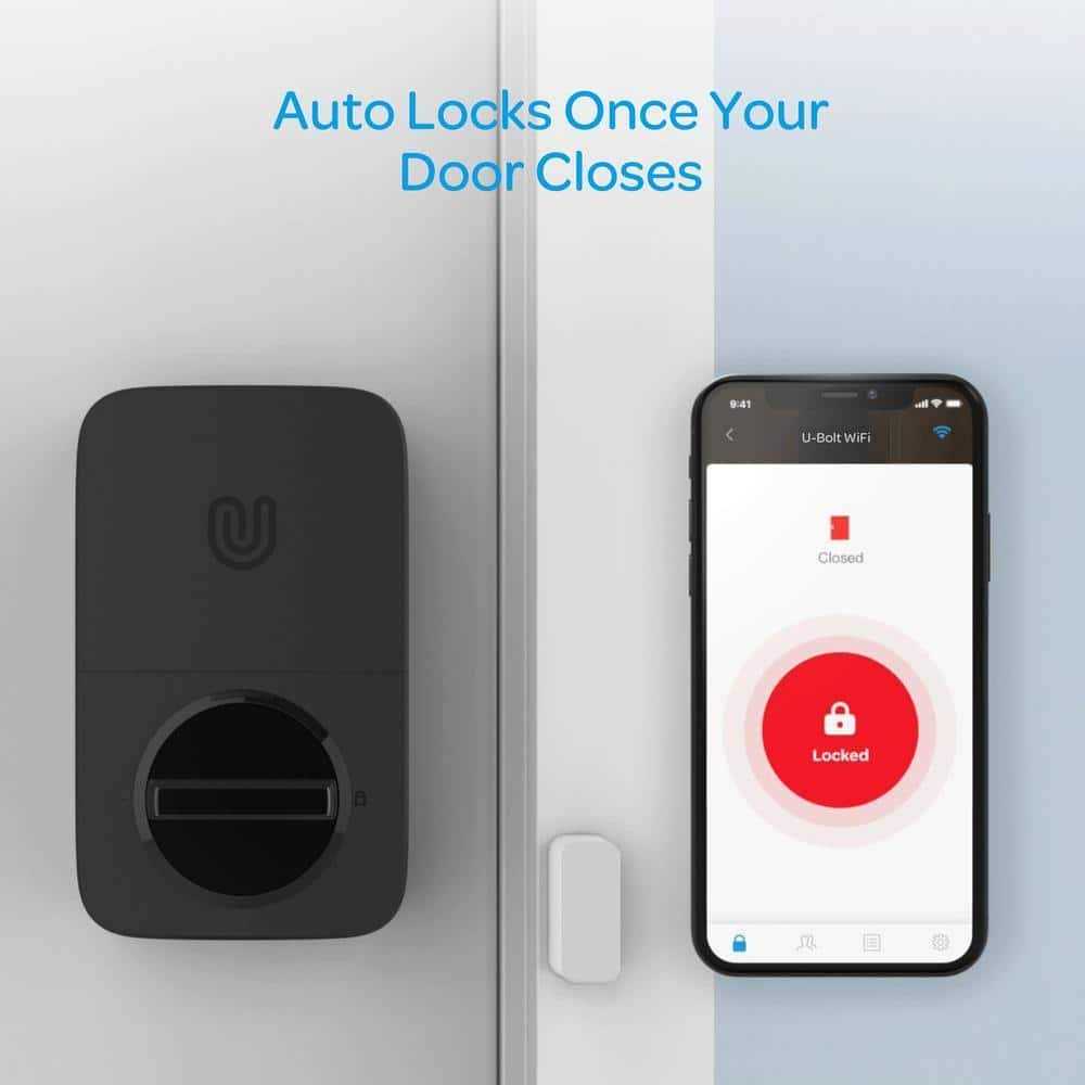Ultraloq U-Bolt Black Wi-Fi Deadbolt Smart Lock with Passage Handle - MT - Mrs Treak