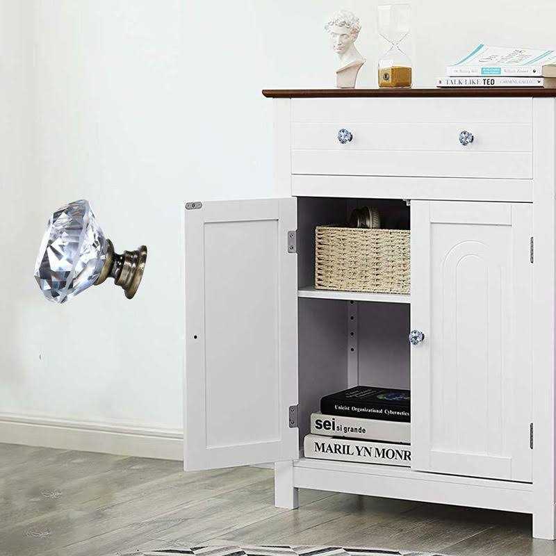 DeElf 12 PCS Clear Crystal Glass Drawer Cabinet Pulls Knobs Diamond Shape Decorative for Kitchen - MT - Mrs Treak