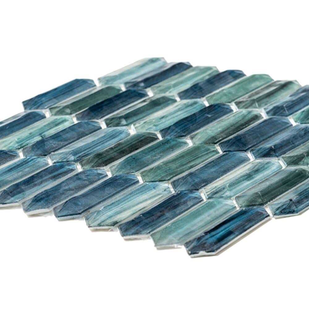 The Tile Life Seaglass Picket 14 X 12 Glass Mosaic Wall Tile - MT - Mrs Treak