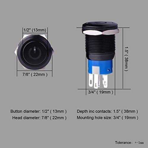 Ulincos Latching Pushbutton Switch U19C1 1NO1NC SPDT ON/Off Black Metal Shell - MT - Mrs Treak