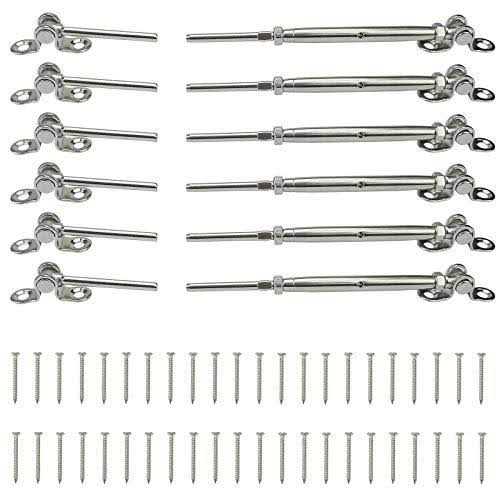 Muzata Cable Railing Kit 1/8 Swage Toggle Turnbuckle Hardware T316 Stainless Steel For Wood Post Woodeasy System Angle 180° Adjustable - MT - Mrs Treak