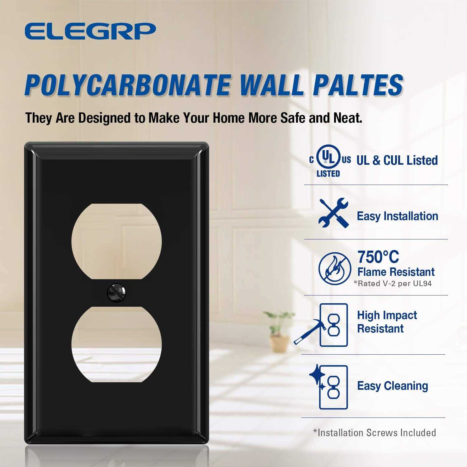 ELEGRP Decorator Wall Receptacle Outlet Tamper Resistant 15 Amp Standard Electrical Wall Outlet - MT - Mrs Treak