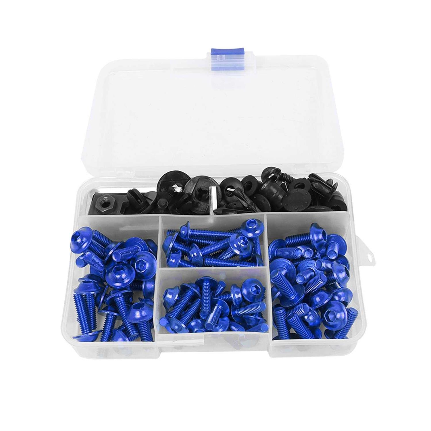 Worldmotop Fairing Bolt Kit Screws Fasteners Universal Compatible with Yamaha Honda Kawasaki Suzuki BMW,Fairing Bolt Kits Metric Bolts and Nuts Kit - MT - Mrs Treak