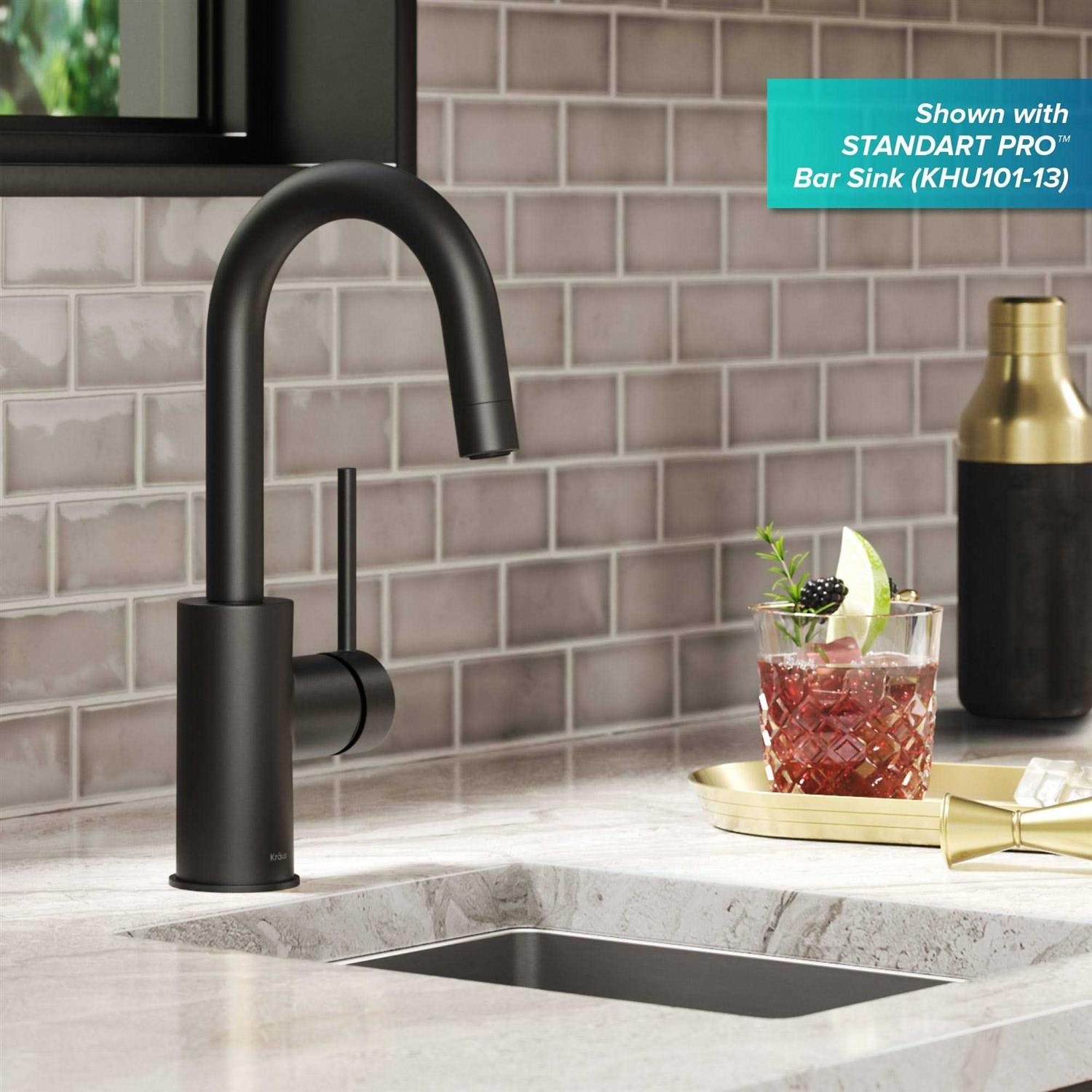 Kraus Oletto Single Handle Kitchen Bar Faucet with QuickDock Top Mount Assembly KPF-2600BB - MT - Mrs Treak