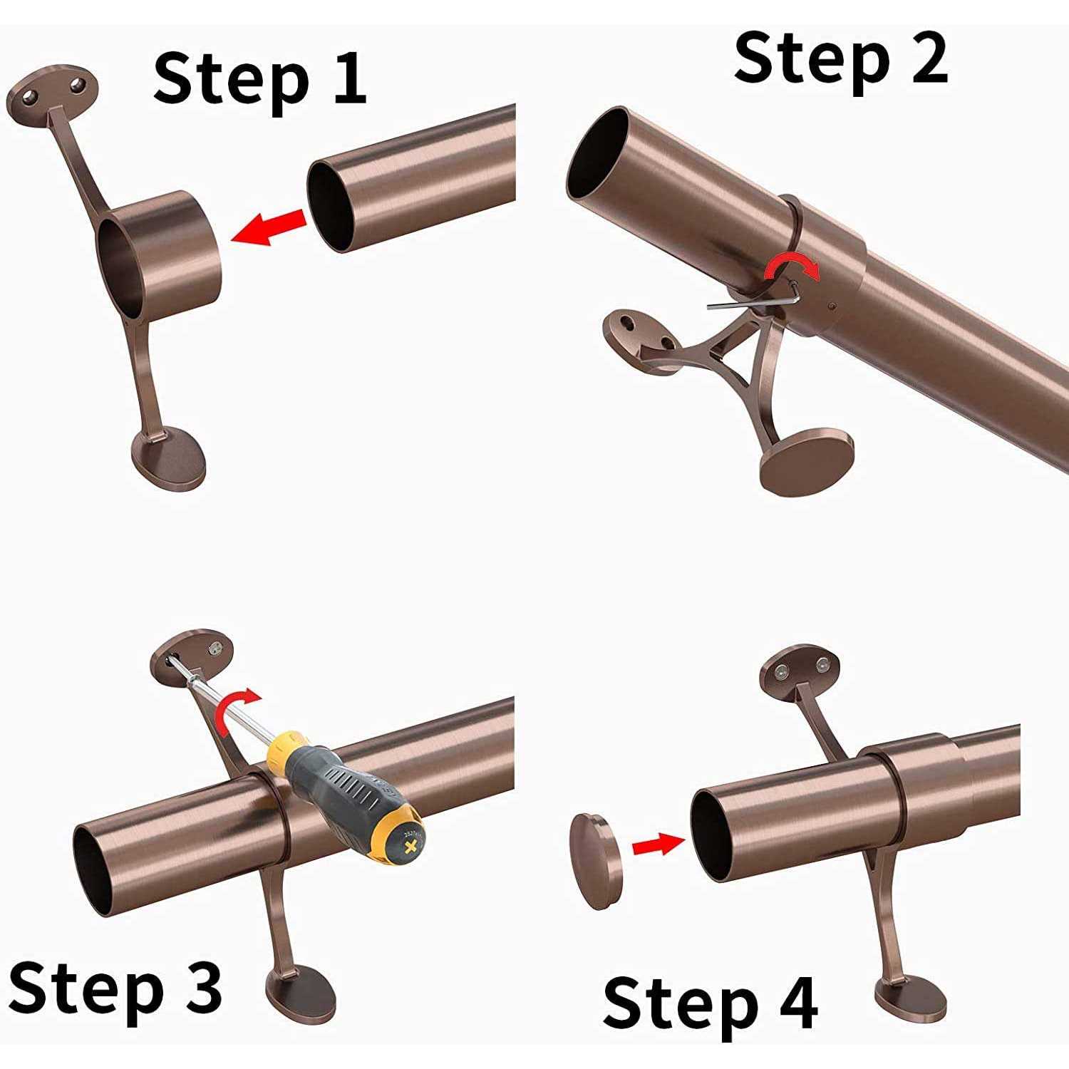 Muzata Bar Foot Rail Kit Undercounter Mount Hardware and Tubing Complete Kit 2” OD - MT - Mrs Treak