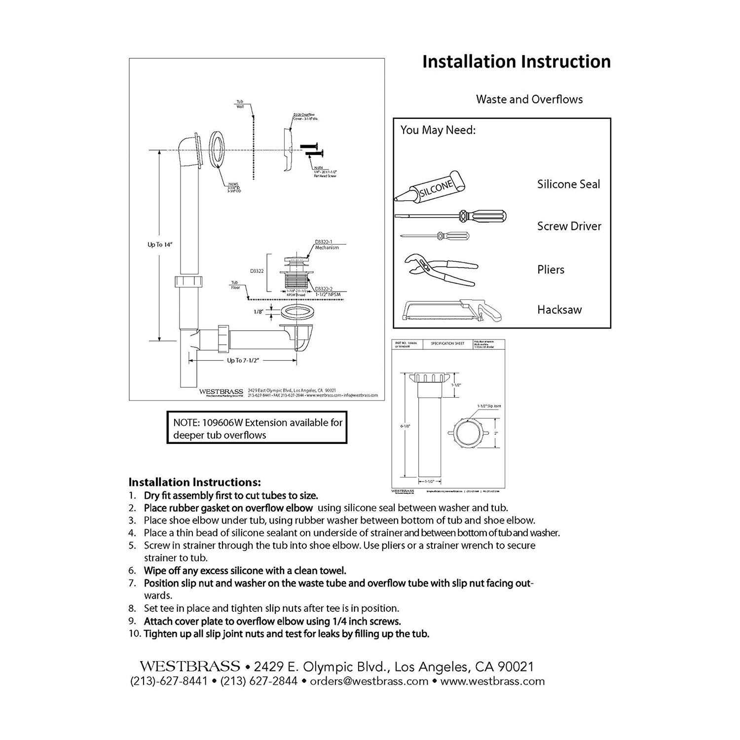 Westbrass 1-1/2 in. NPSM Pull and Drain Bathtub Plug - MT - Mrs Treak