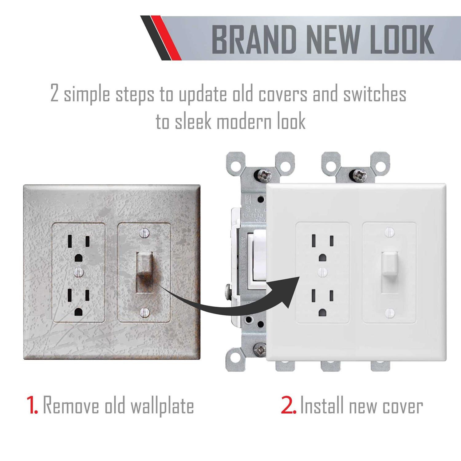 Taymac 2673W 3-Gang Masque Revive Decorator Cover Toggle White - MT - Mrs Treak