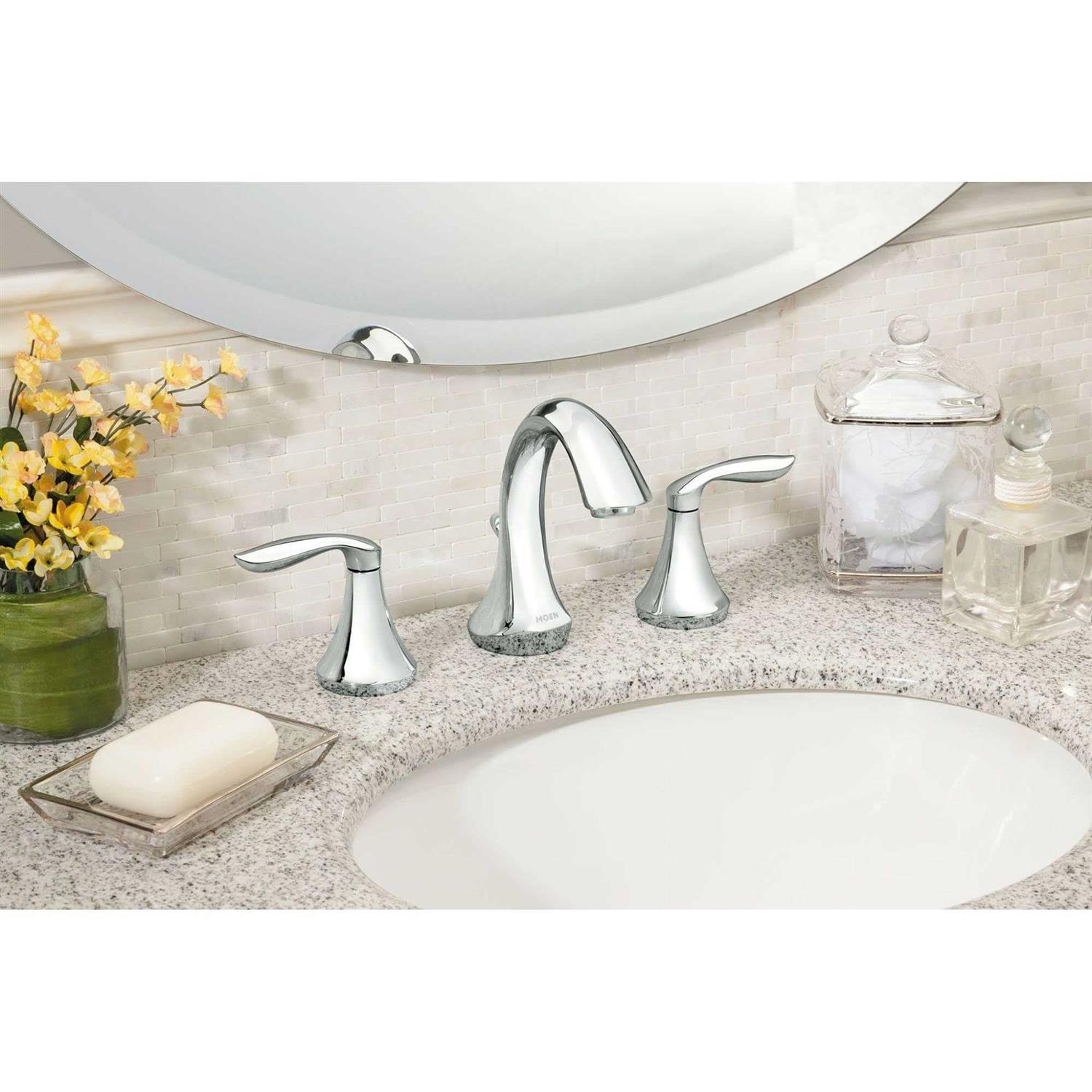 Moen T6420 Eva Two Handle Widespread Bathroom Faucet Chrome - MT - Mrs Treak