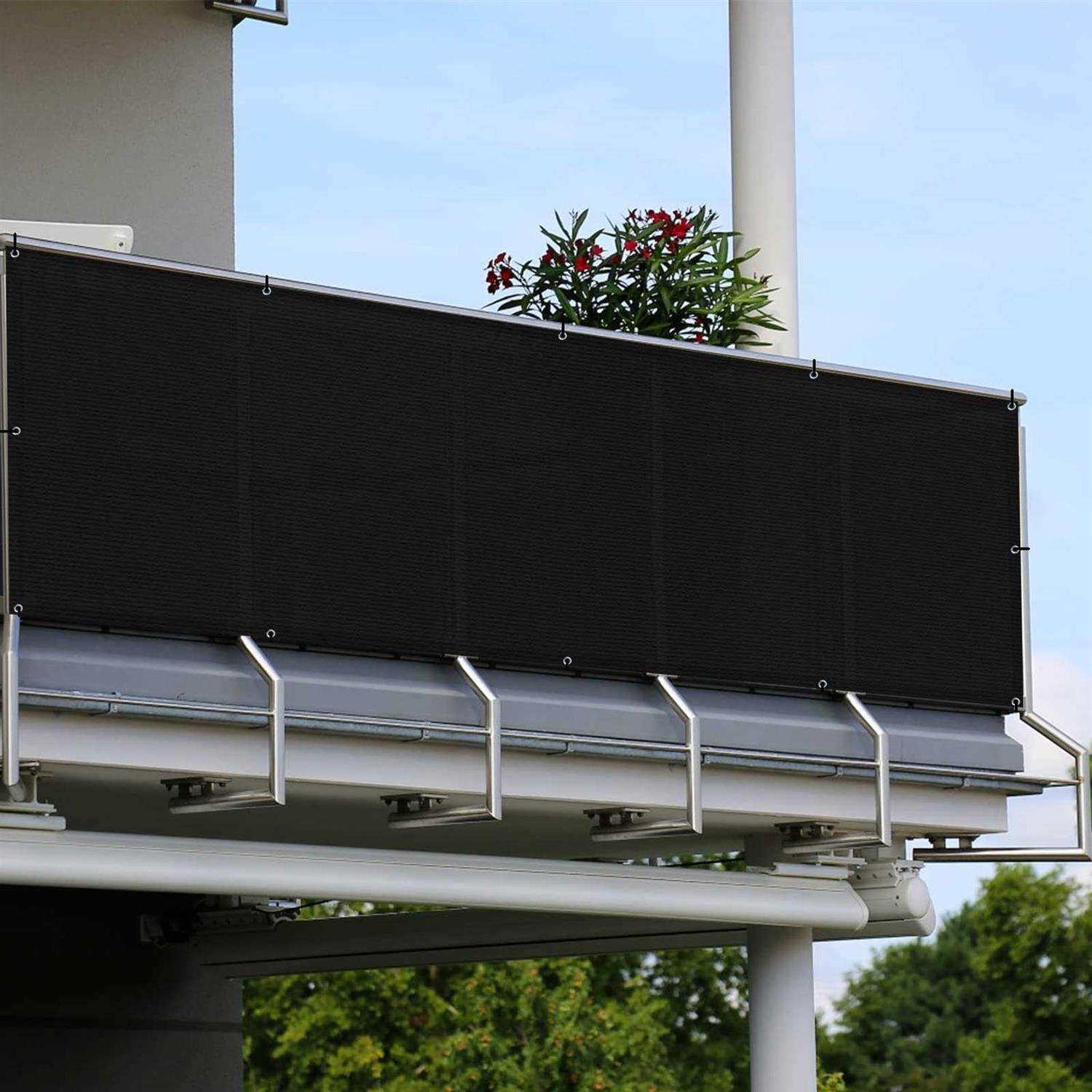 Sunlax 3’x10′ Balcony Privacy Screen Fence Windscreen Cover Fabric Shade Netting Mesh Cloth With Grommets Uv Protection for Patio - MT - Mrs Treak