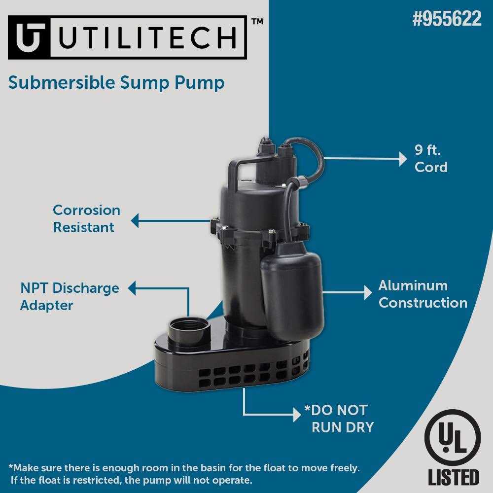 Utilitech 0.167-HP 115-Volt Thermoplastic Submersible Utility Pump 148001 - MT - Mrs Treak