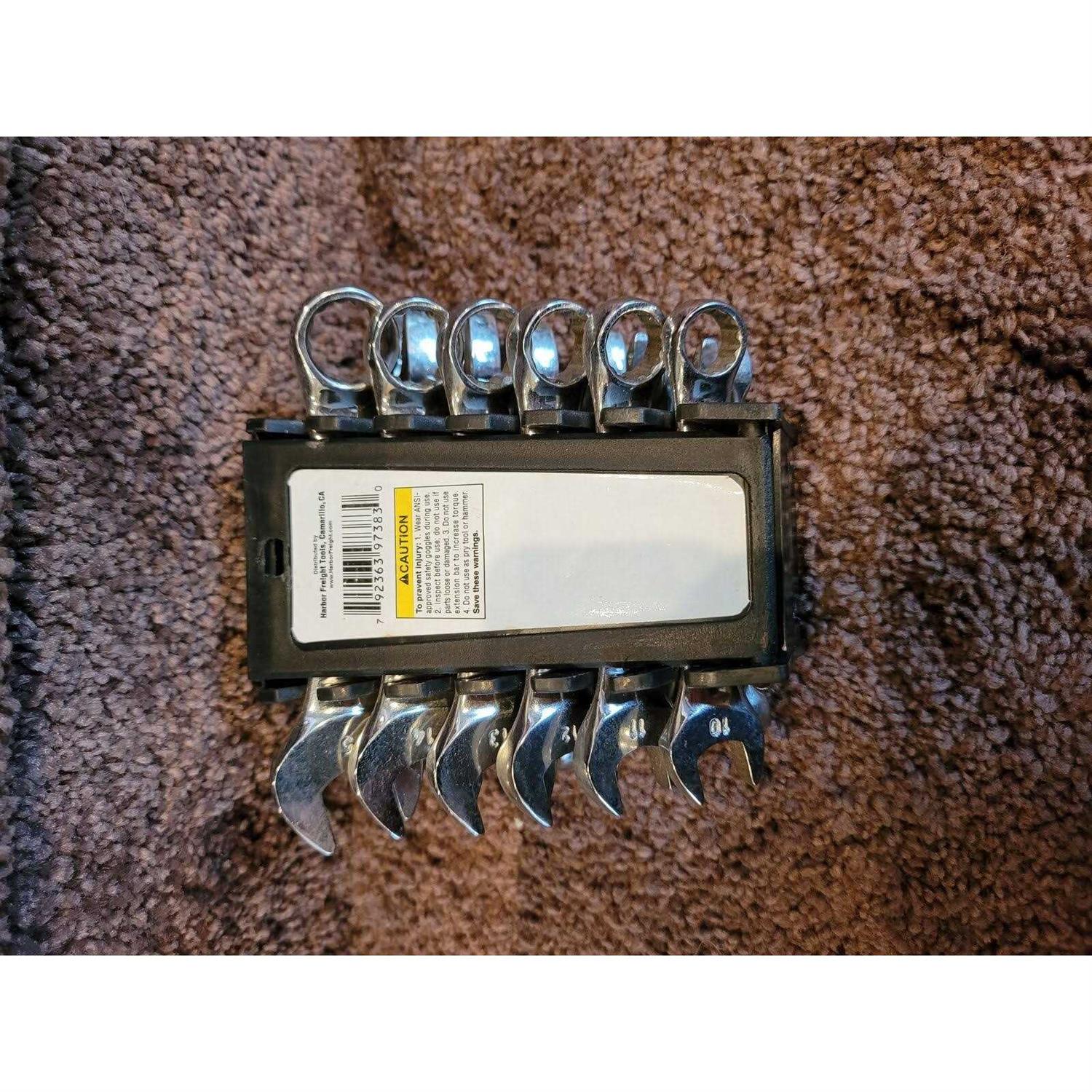 Pittsburgh Stubby Metric Ratcheting Combination Wrench Set 93922 - MT - Mrs Treak