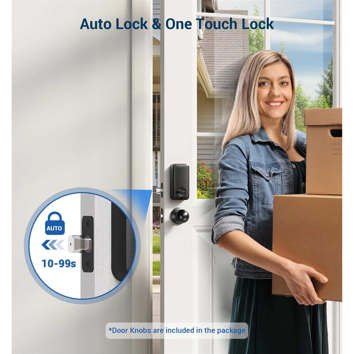 Veise Fingerprint Door Lock Set Keyless Entry Front Door Handle Electronic Keypad Deadbolt with Lever Handle - MT - Mrs Treak