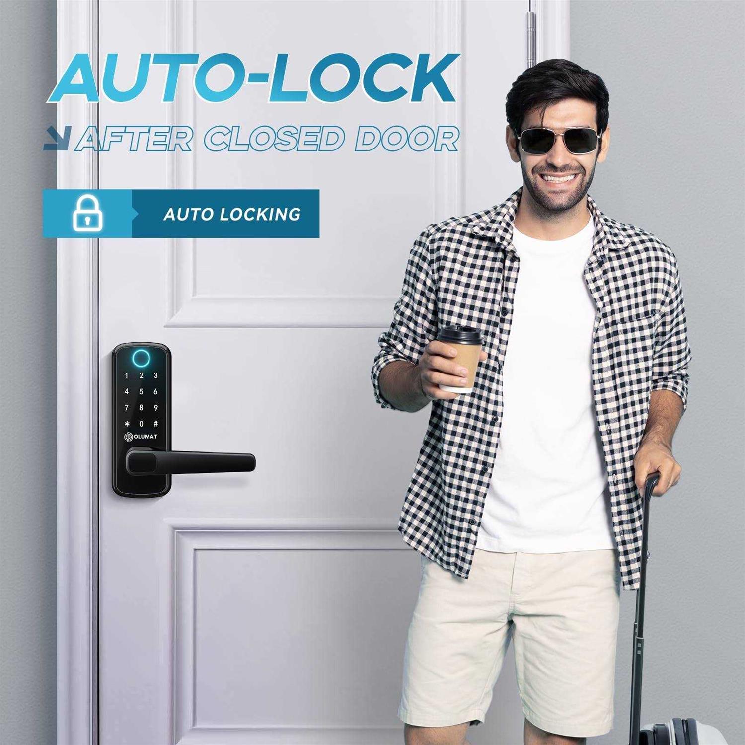 OLUMAT smart door lock OLUMAT keyless entry door lock fingerprint door lock with keypad digital door lock with handle for home - MT - Mrs Treak