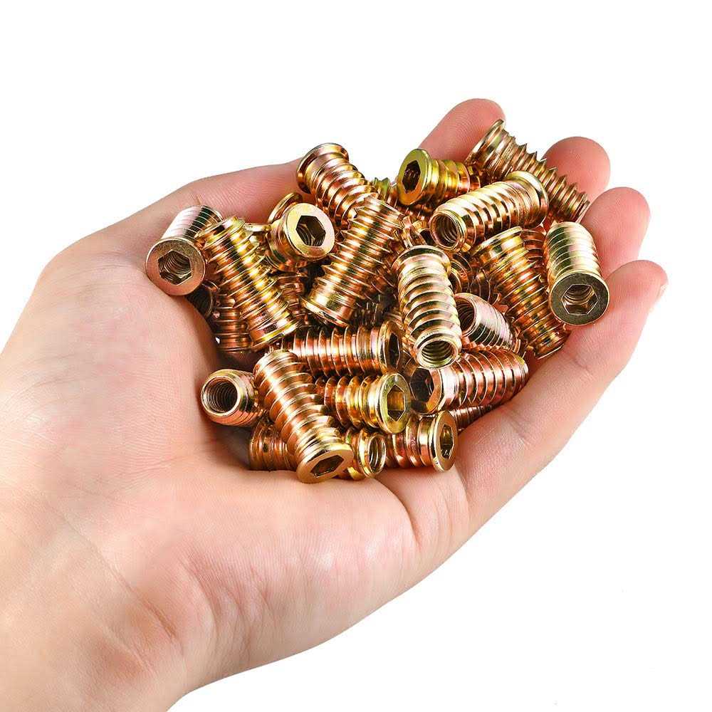 Pgmj 80 Pieces M6 Wood Inserts Bolt Furniture Screw in Nut Threaded Fastener Connector Hex Socket Drive for Wood Furniture Assortment - MT - Mrs Treak