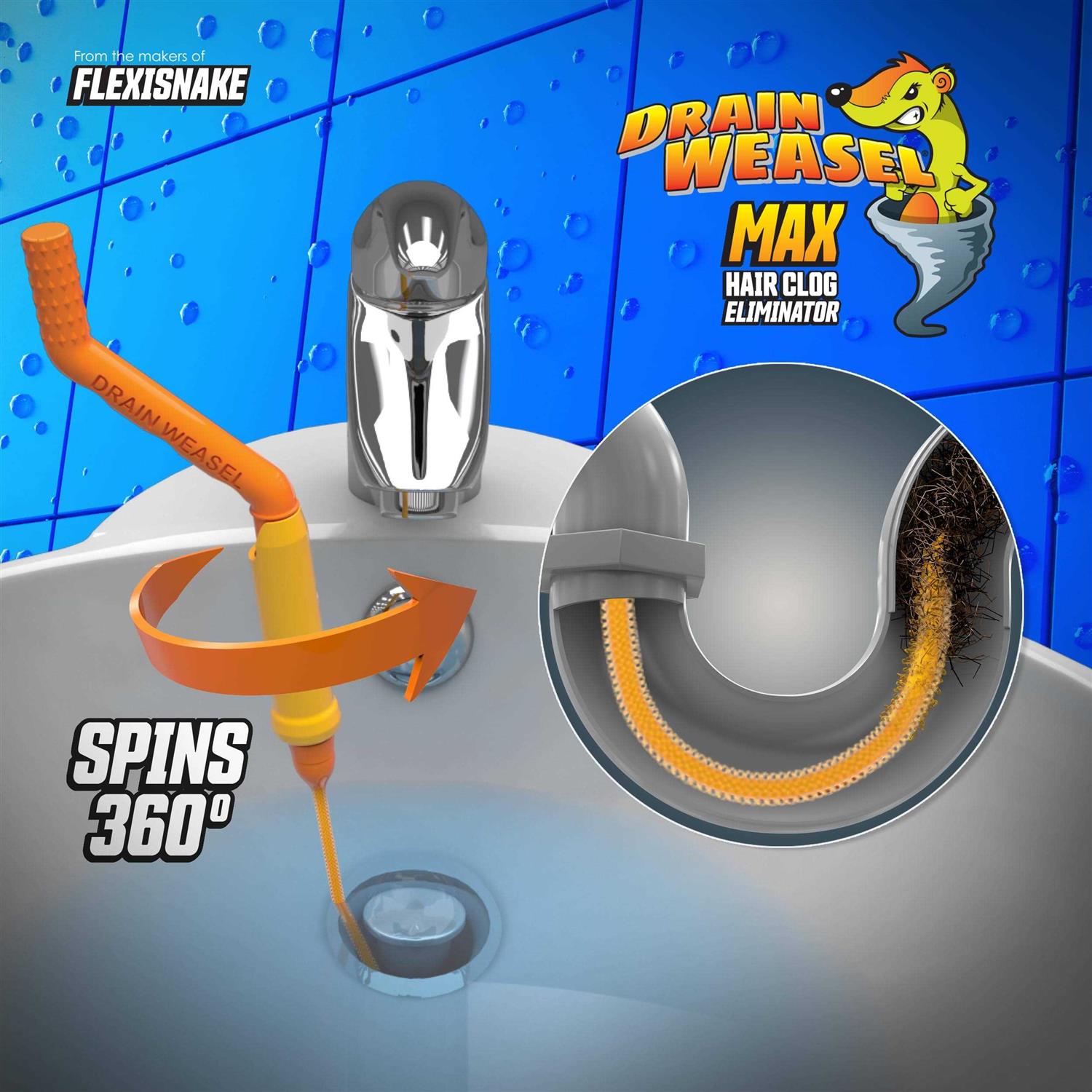 Flexisnake The Drain Weasel 1.5 ft. L Hair Clog Tool DWMH-20-1024 - MT - Mrs Treak