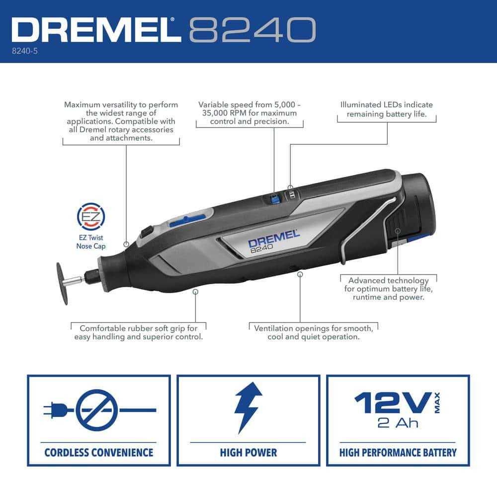 Dremel 12V Cordless Rotary Tool Kit 8240-5 - MT - Mrs Treak