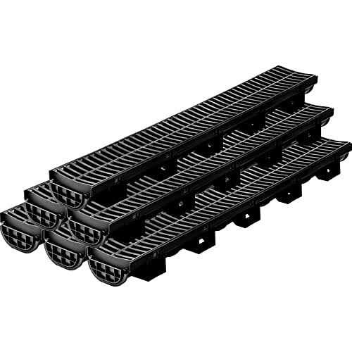 VEVOR Trench Drain System Channel Drain with Plastic Grate 5.9×5.1-Inch HDPE Drainage Trench PSLGM10010062P7QMV0 - MT - Mrs Treak