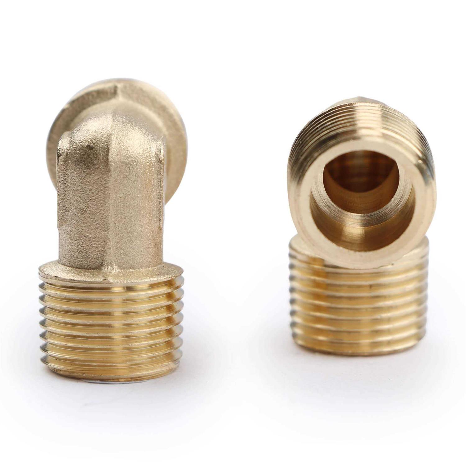 U.S. Solid 2pcs 90 Degree Barstock Street Elbow Brass Pipe Fitting NPT Male Pipe NPT Female - MT - Mrs Treak