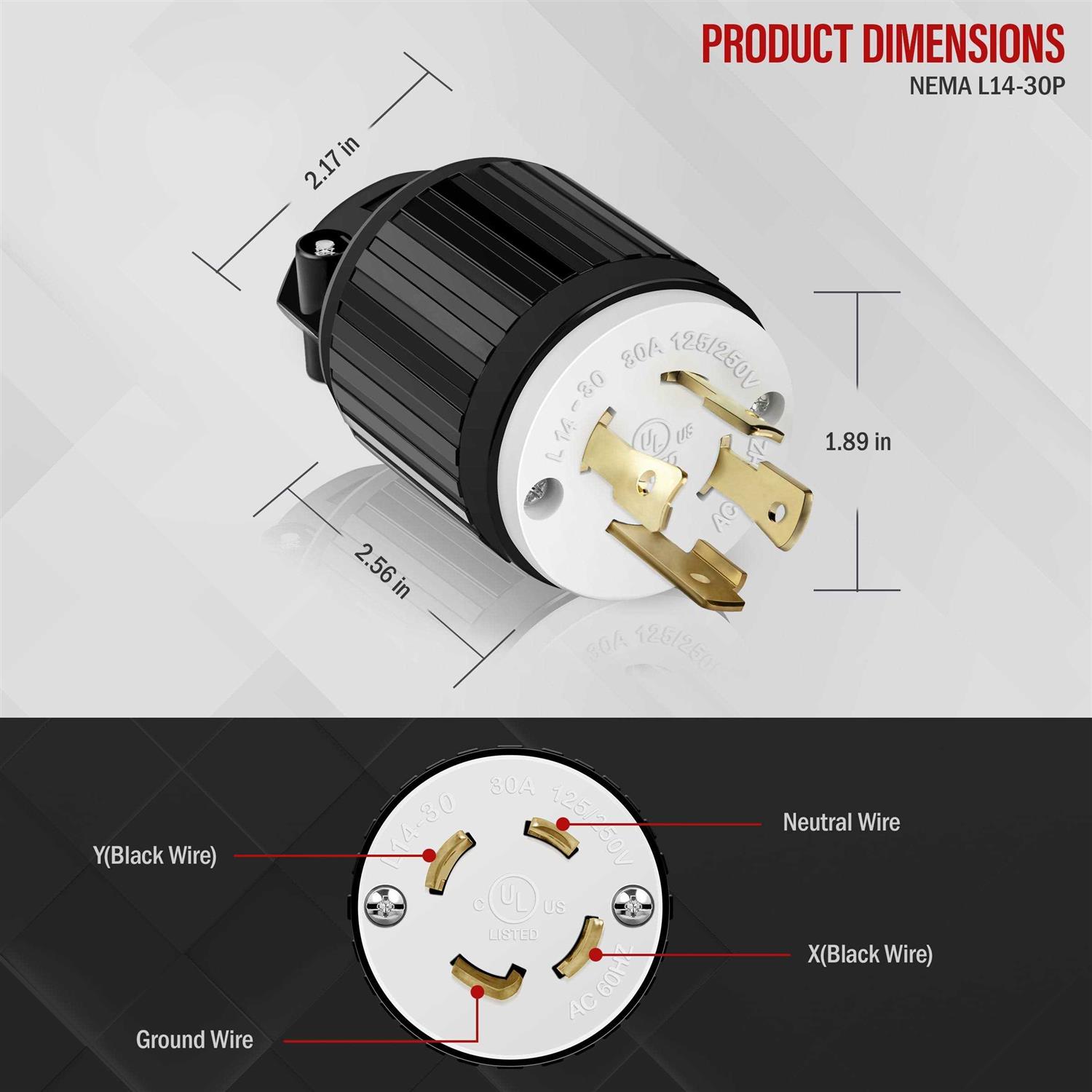 Enerlites 66421-BK Industrial Grade Locking Plug - MT - Mrs Treak
