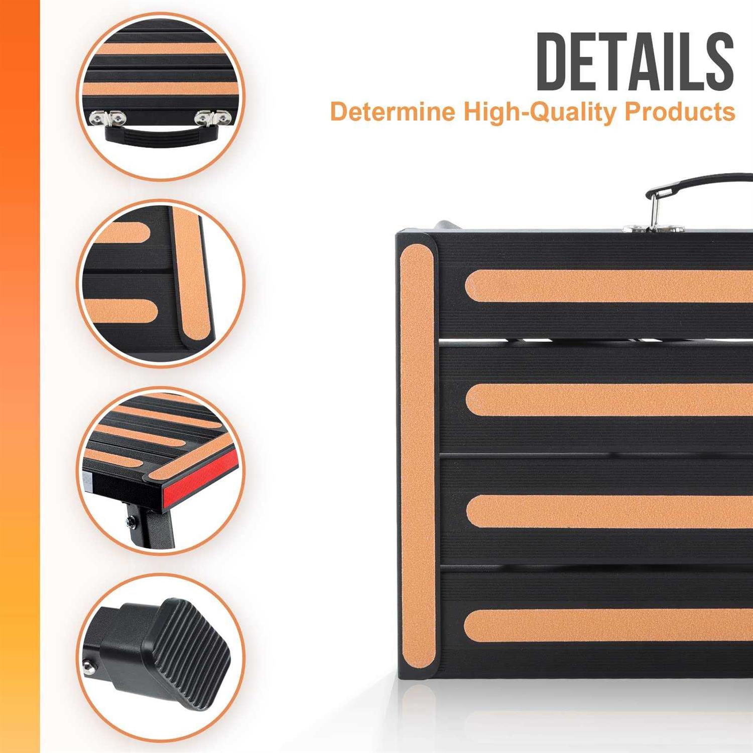 Yagud RV Stool, Adjustable Height Folding Step Stool with Non-slip Surface, Rubber Feet, Handle and Reflective Strips - MT - Mrs Treak