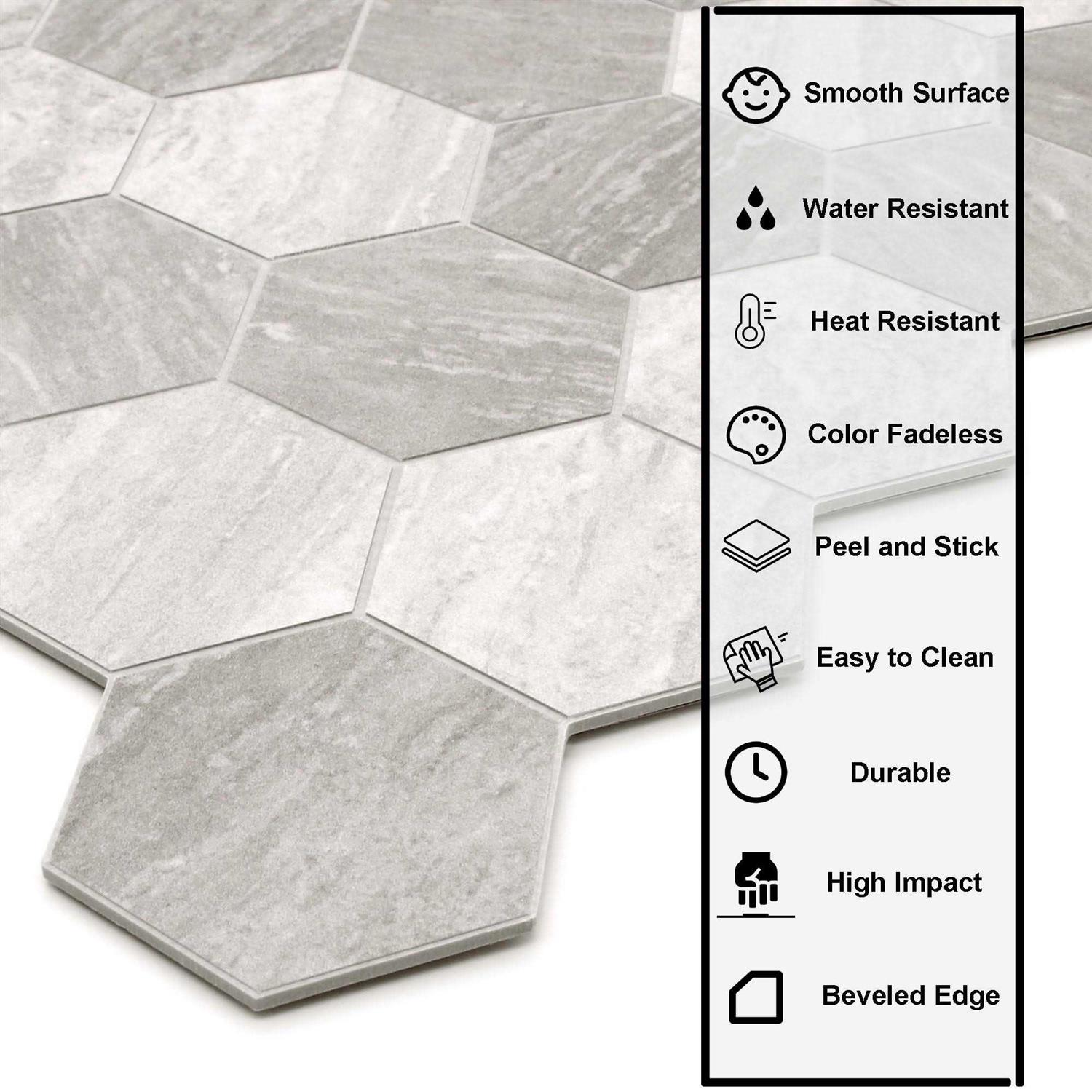 Sunwings 11.3 x 11.4 Hexagon Marble Peel And Stick 10 - MT - Mrs Treak