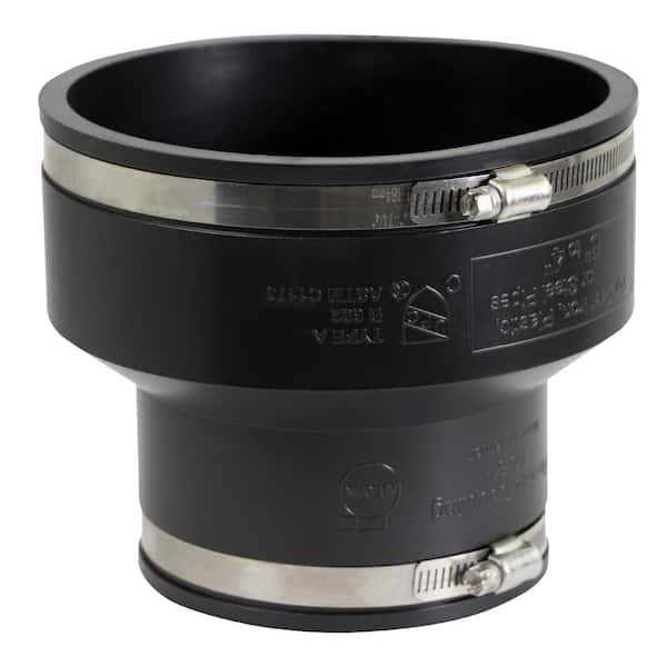 The Plumber’s Choice 4 in. PVC Flexible Reducing Coupling with Stainless Steel Clamps - MT - Mrs Treak