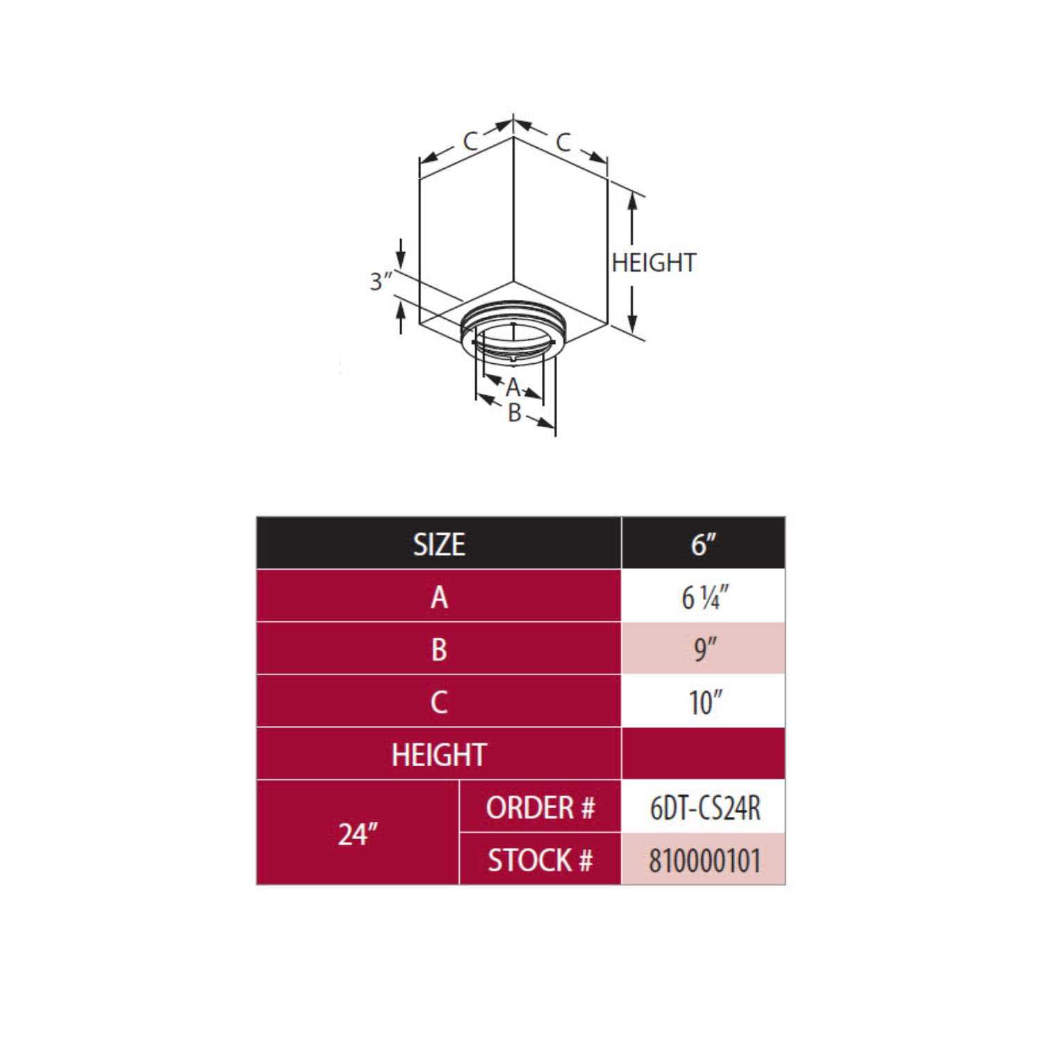 DuraVent 6DT-CS11 DuraTech Square Ceiling Support Box - MT - Mrs Treak