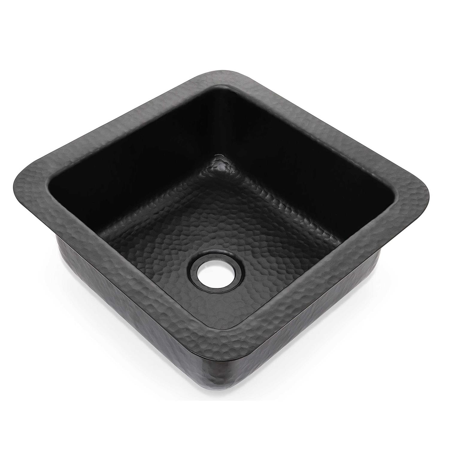 Monarch Abode 19103 Matte Black Hand Hammered Oval Drop-In Bathroom Sink - MT - Mrs Treak