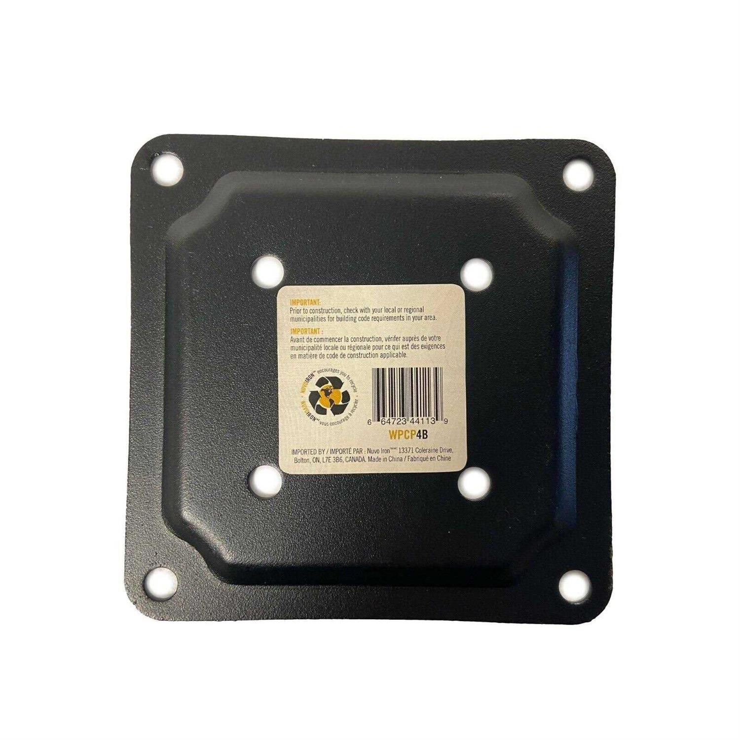 Nuvo Iron 4 in. x 4 in. Black Multi-Purpose Yard and Lawn Spike for in-Ground Post Support NYS30B-ESP - MT - Mrs Treak