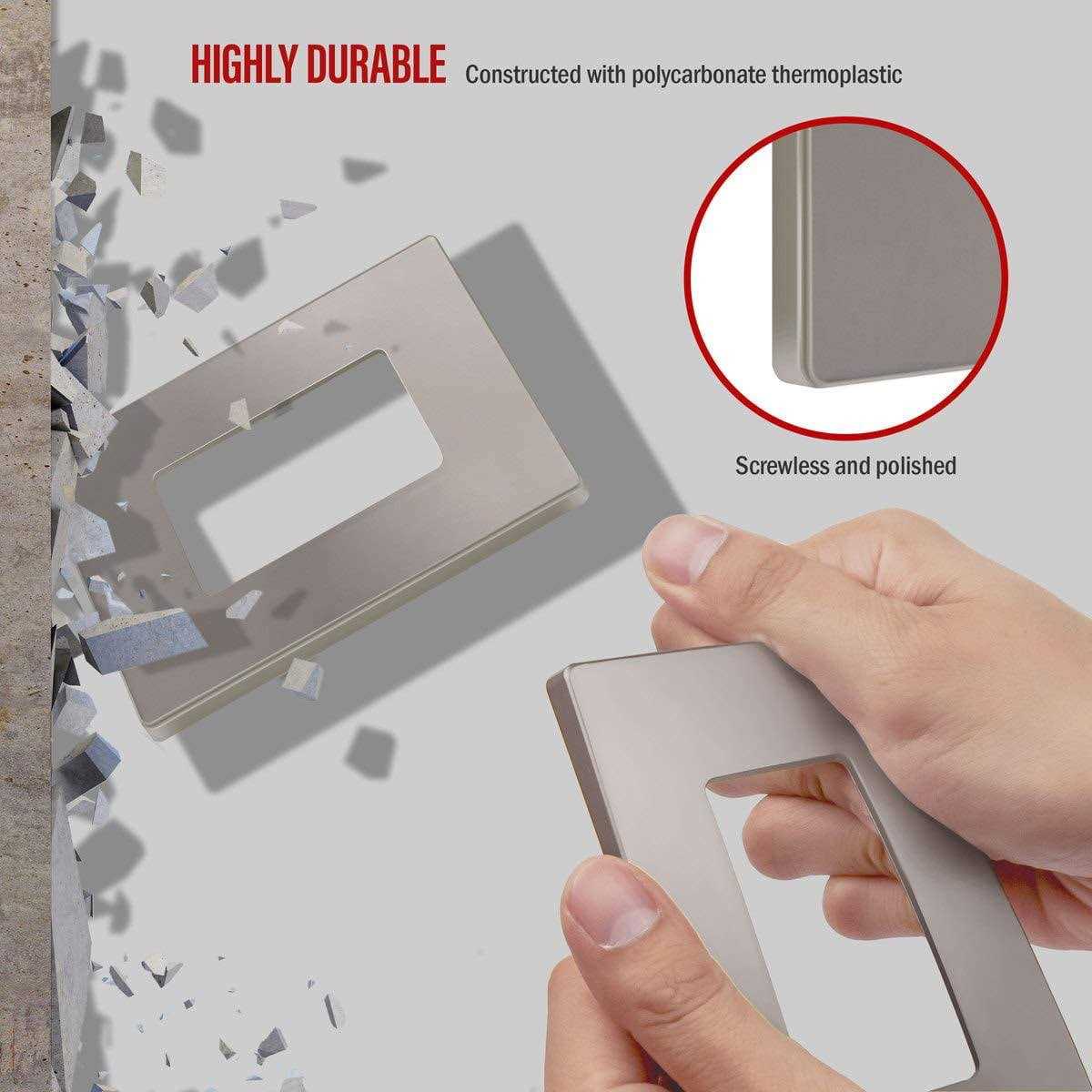 Enerlites Elite Series Screwless Decorator Wall Plate Child Safe Outlet Cover - MT - Mrs Treak