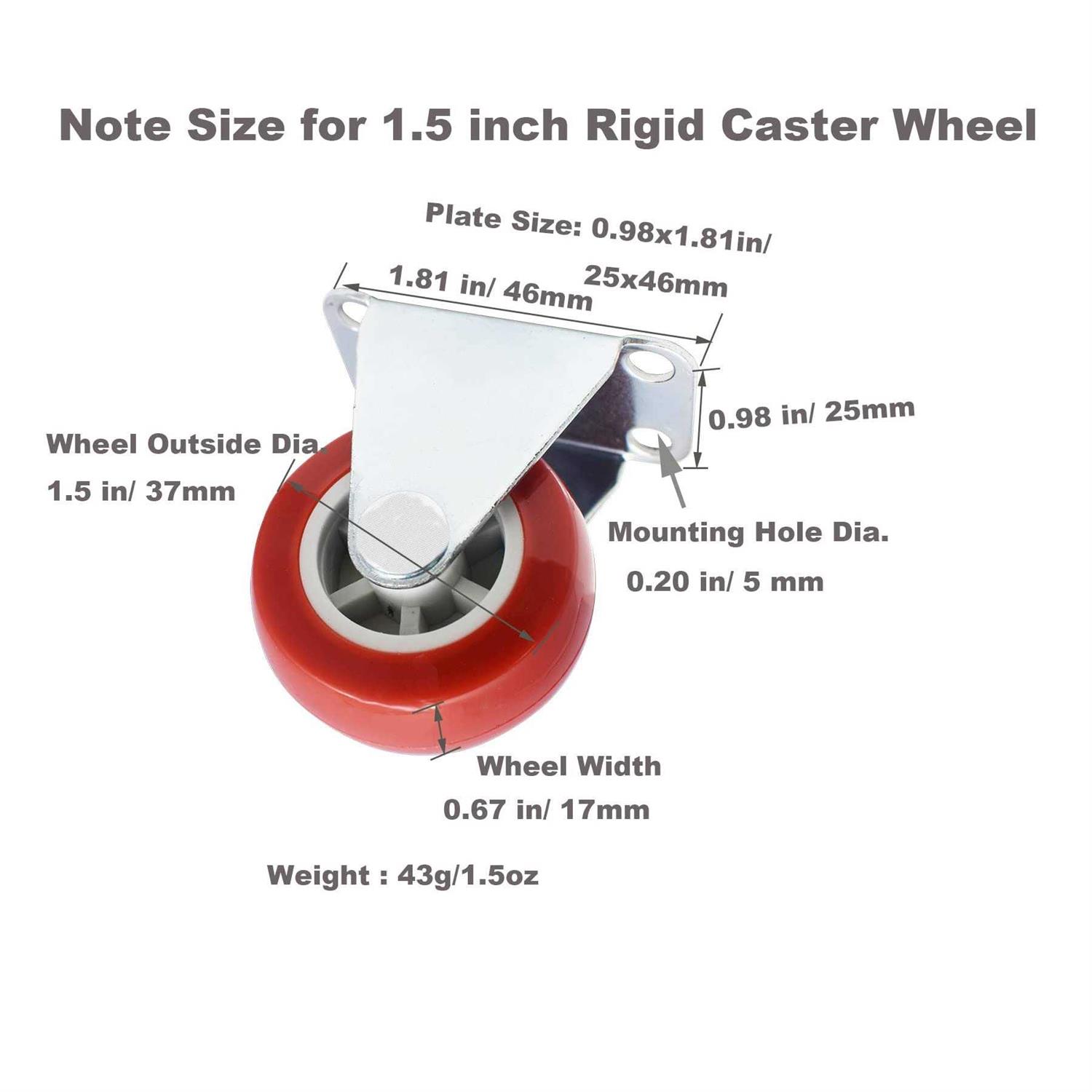 Floyutin Rigid No-swivel Plate Hard Rubber Caster Wheels for Fu - MT - Mrs Treak
