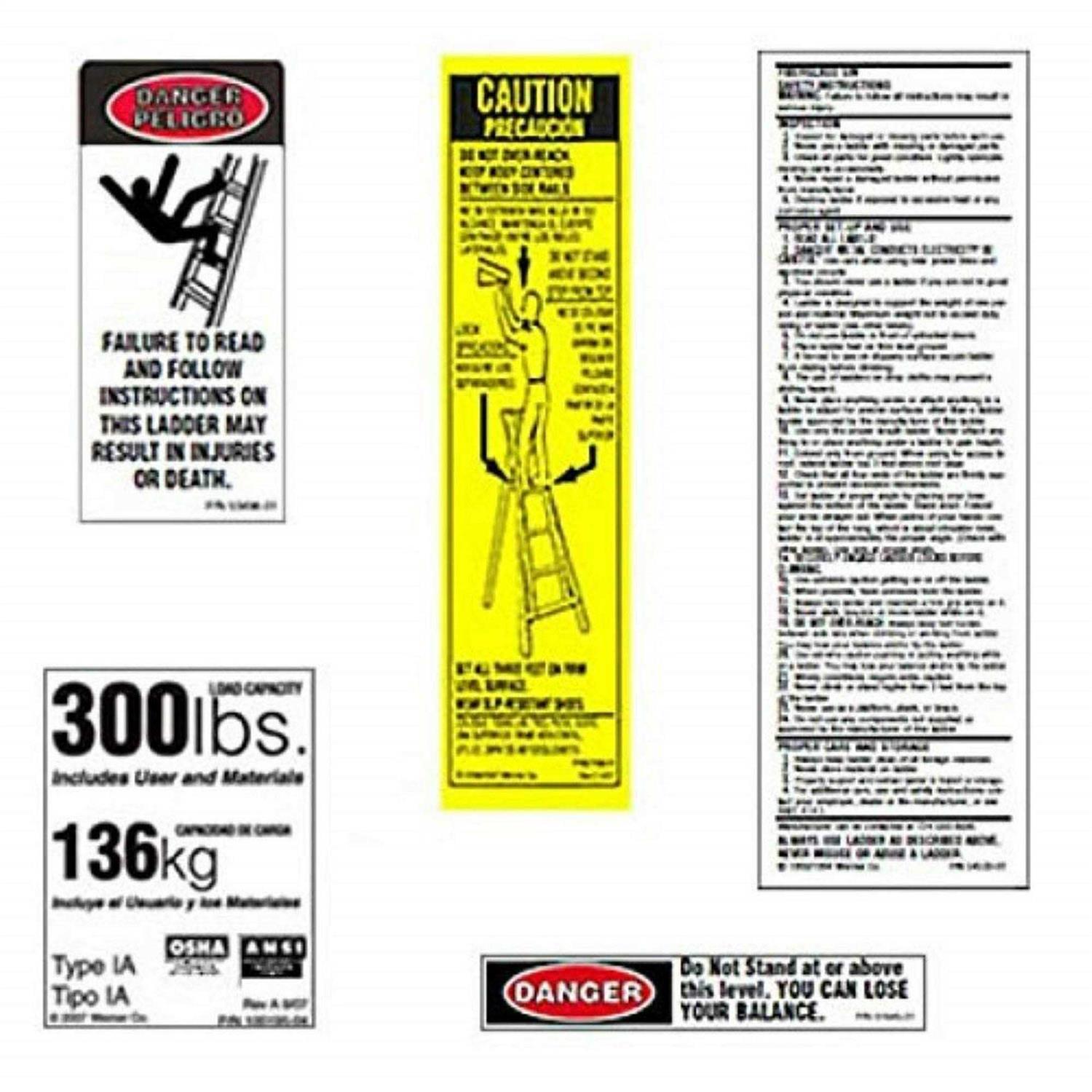 Werner 300 LB Fiberglass Step Ladder Label Kits - MT - Mrs Treak