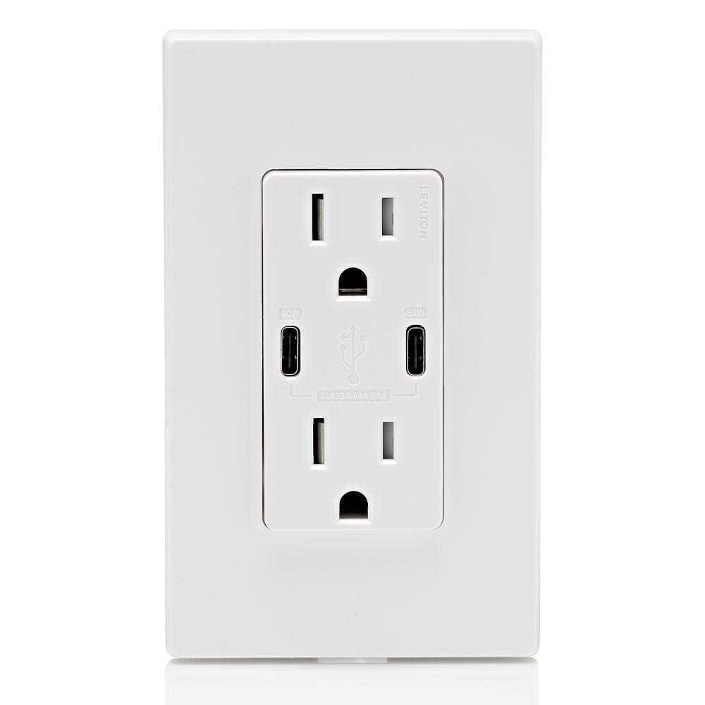 Leviton T5632-W USB Charger/Tamper-Resistant Duplex Receptacle - MT - Mrs Treak