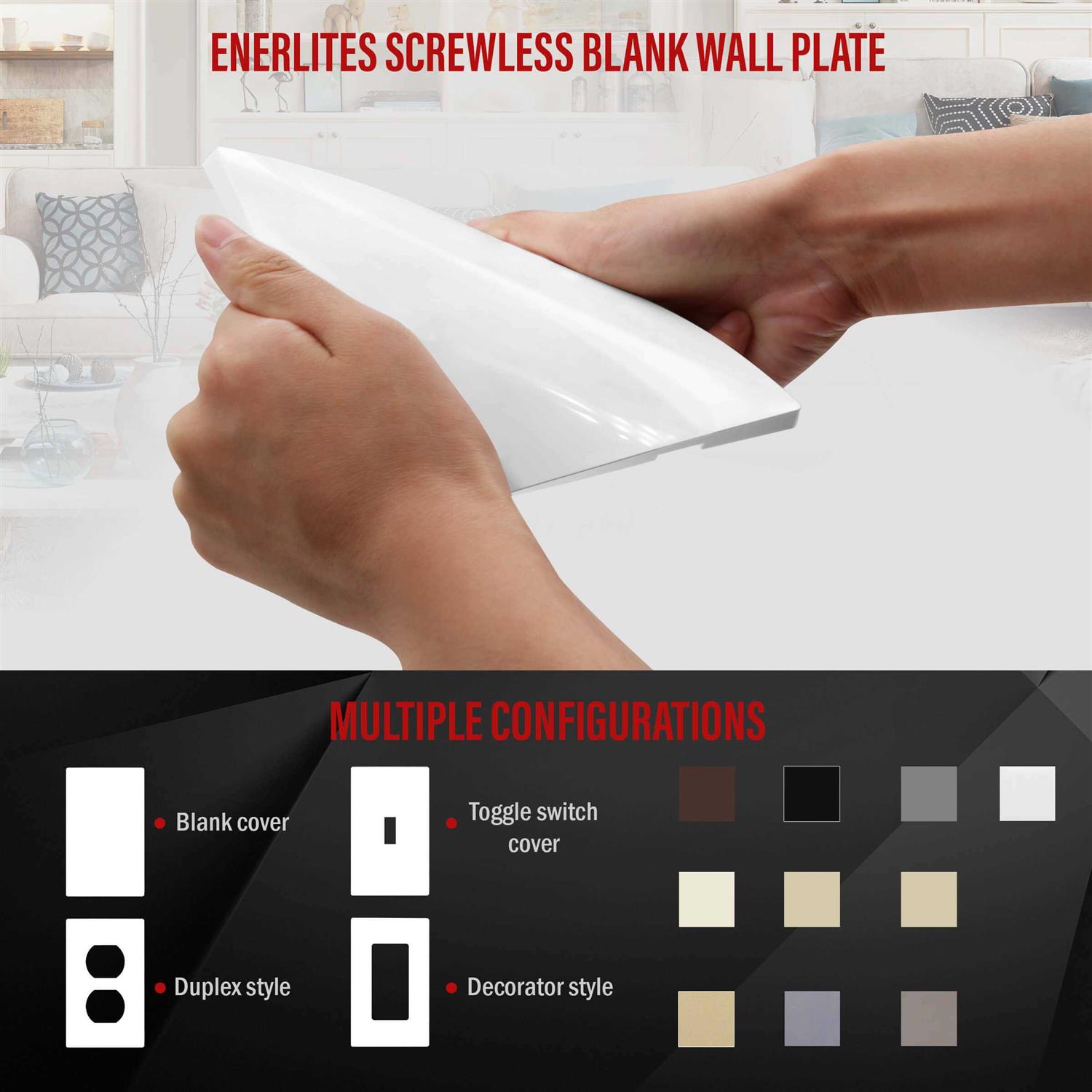 Enerlites Screwless Blank Wall Plate Child Safe Blank Device Outlet Cover - MT - Mrs Treak