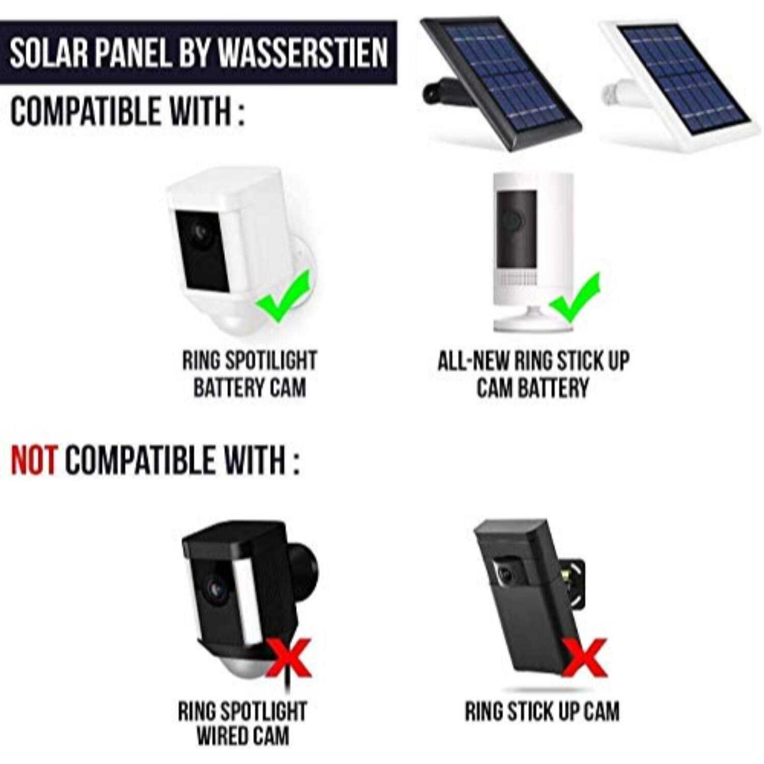 Wasserstein Solar Panel Compatible with Ring Spotlight Cam Battery & All-New Stick Up Cam Battery - MT - Mrs Treak