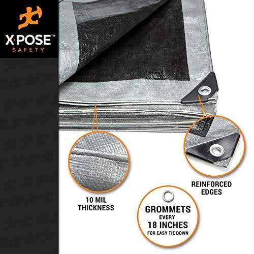 Xpose Safety Heavy Duty Poly Tarp 10 Mil Thick Waterproof, UV Blocking Protective Cover - MT - Mrs Treak