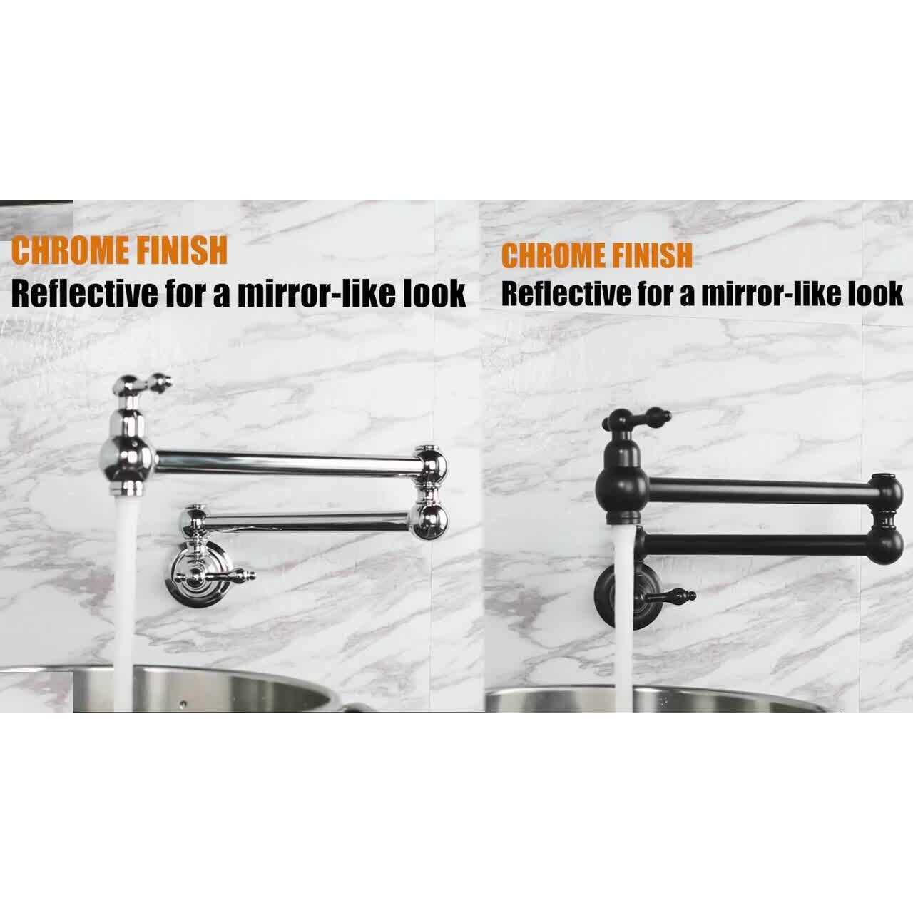 WOWOW Double Handle Wall-Mount Pot Filler Kitchen Faucet 2311100 - MT - Mrs Treak