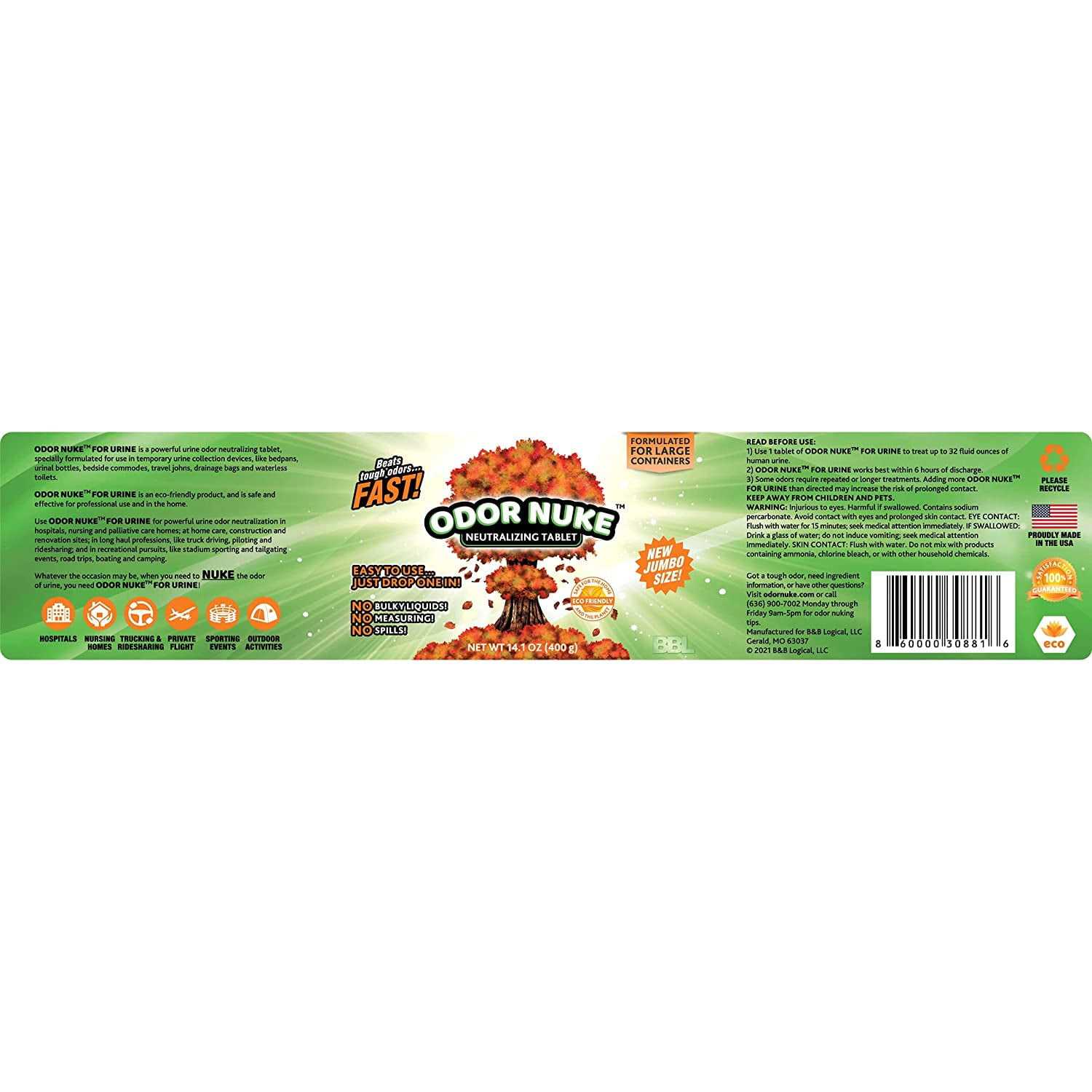 Odor Nuke Bedside Commode Deodorizer Human Urine Odor Neutralizer & Washing Aid For Urinal Containers & Fabrics - MT - Mrs Treak